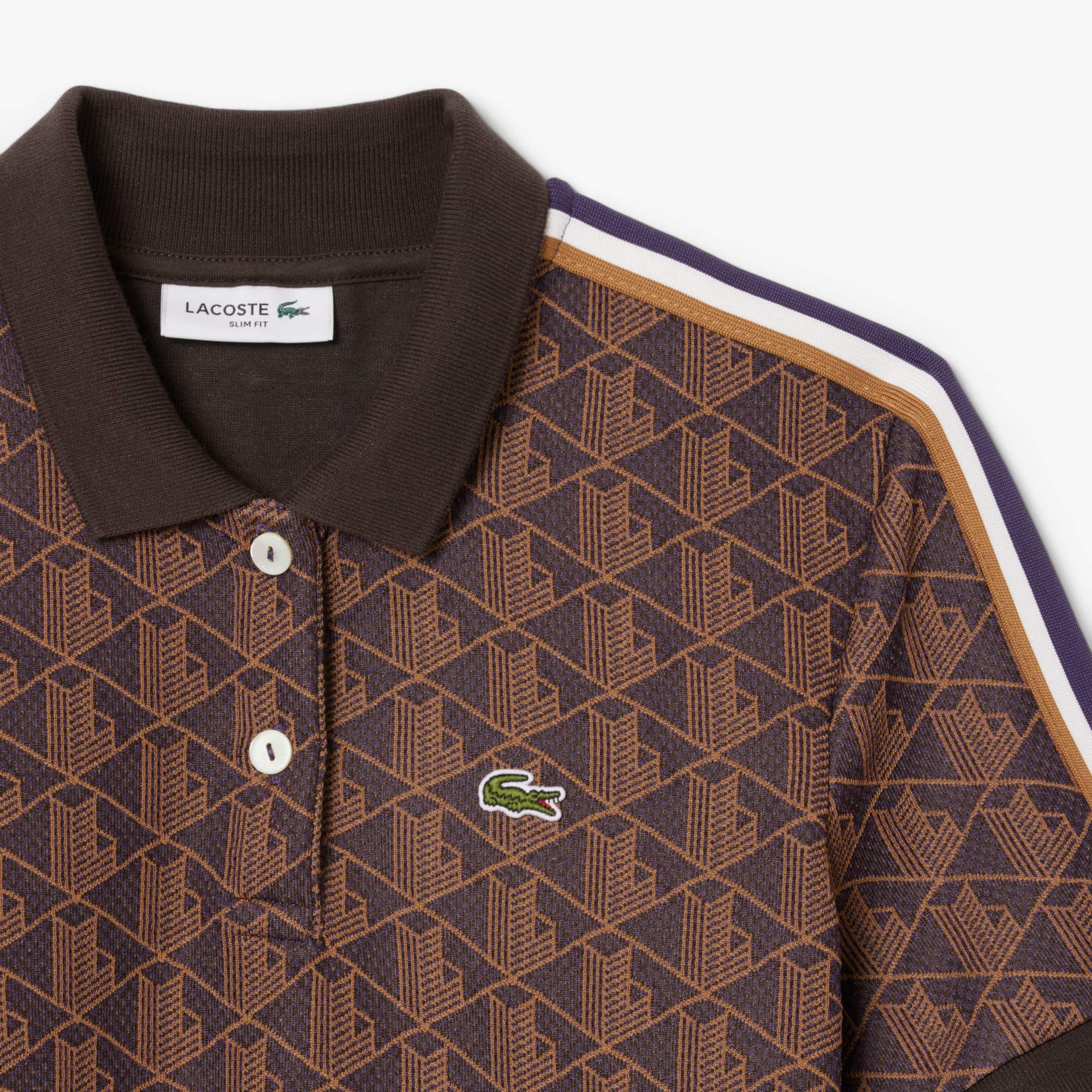 Women's Slim Fit Monogram Polo Dress - Purple / Brown