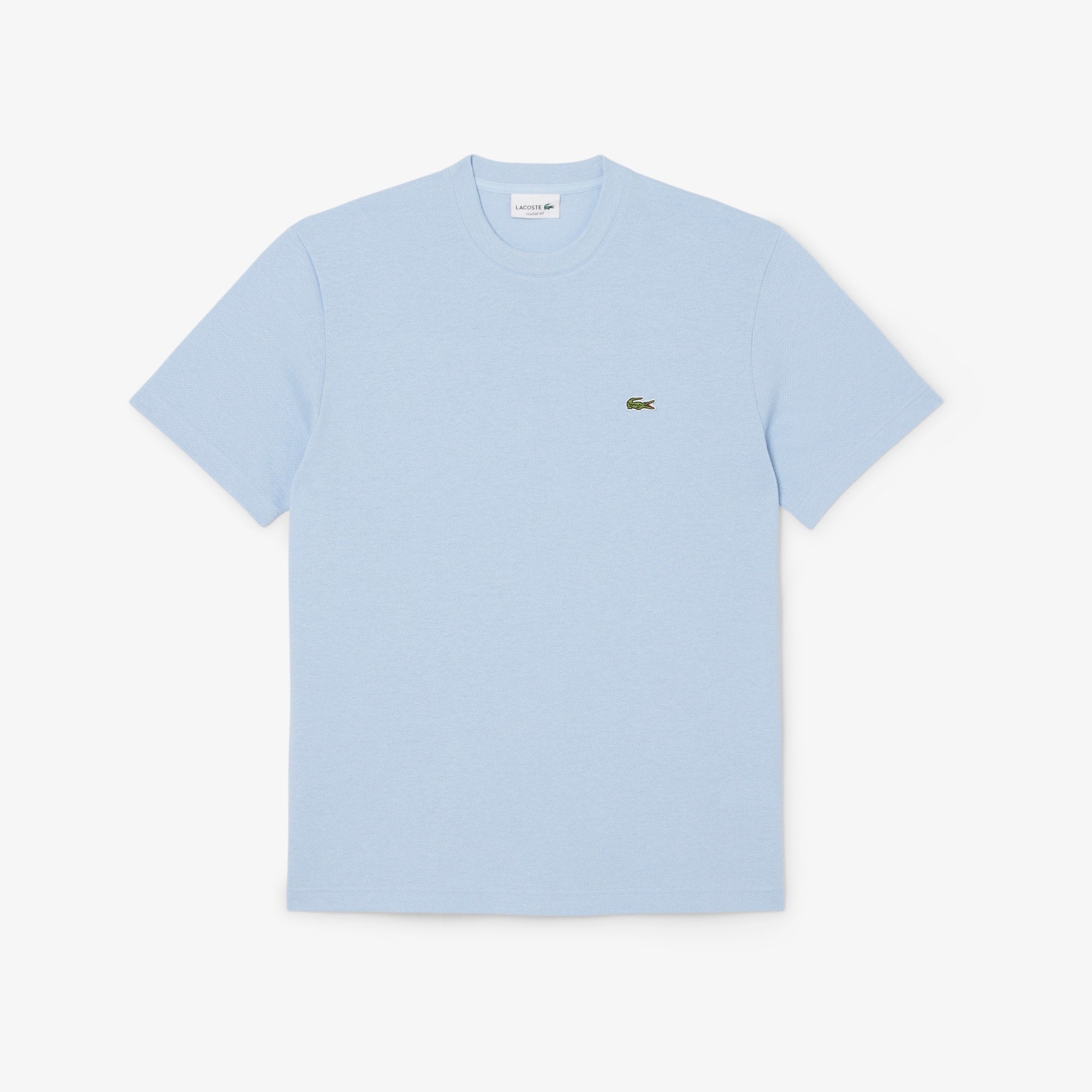 Heavy Cotton and Linen Piqué T-Shirt - Light Blue