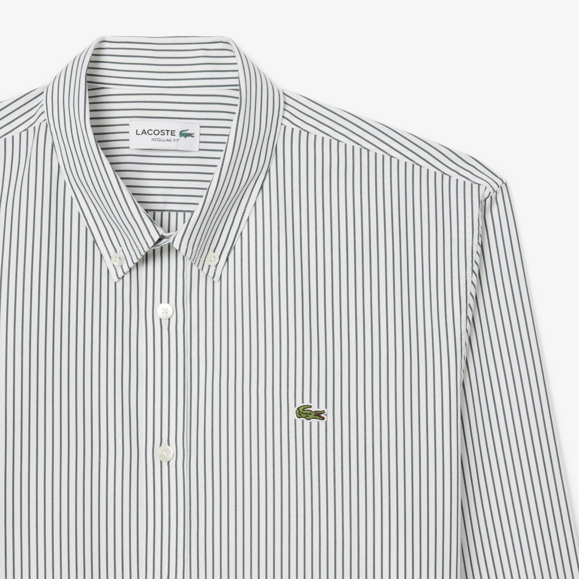 Men's Regular Fit Striped Pinpoint Shirt - White / Green
