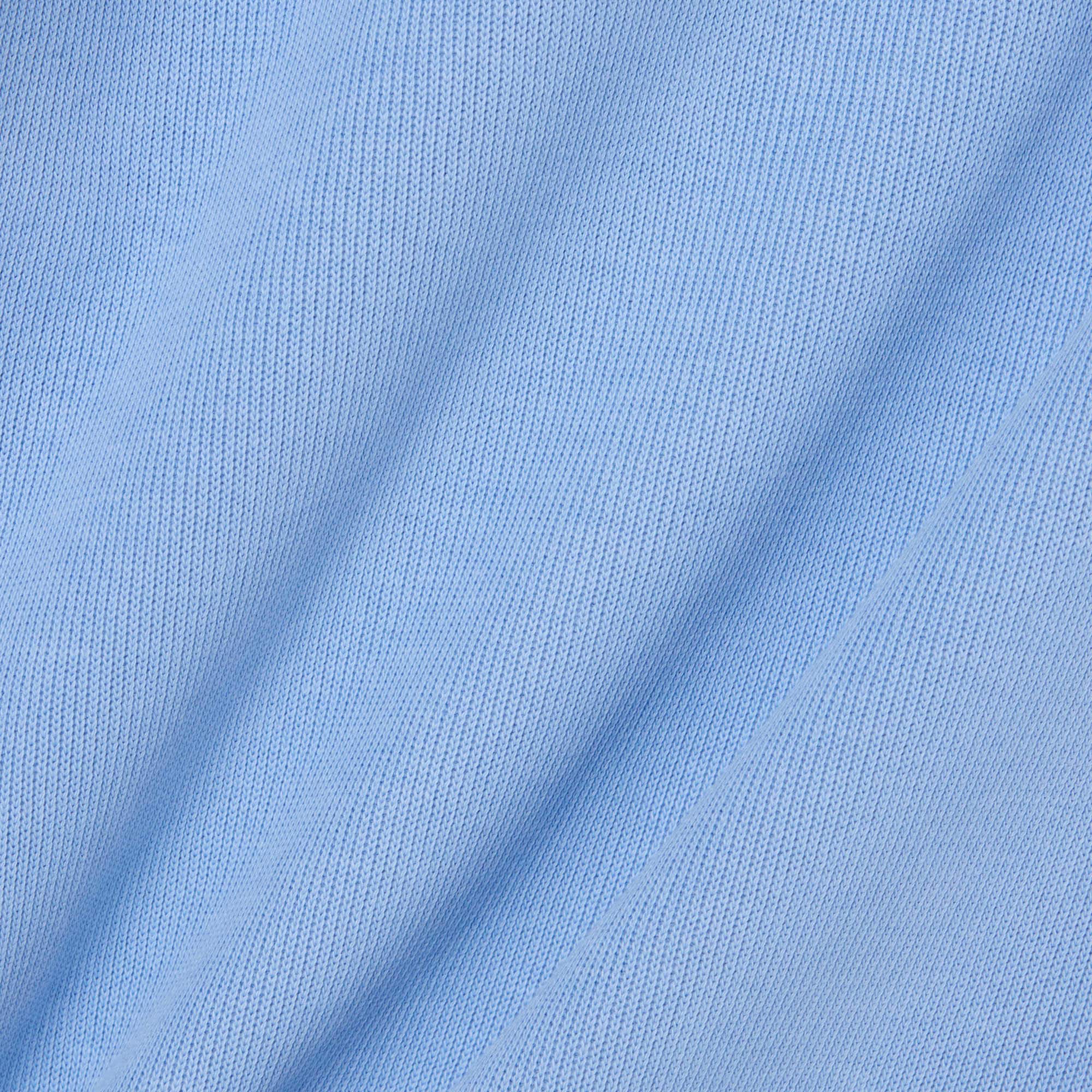 Men's Ribbed Cotton Polo Collar Sweatshirt - Light Blue