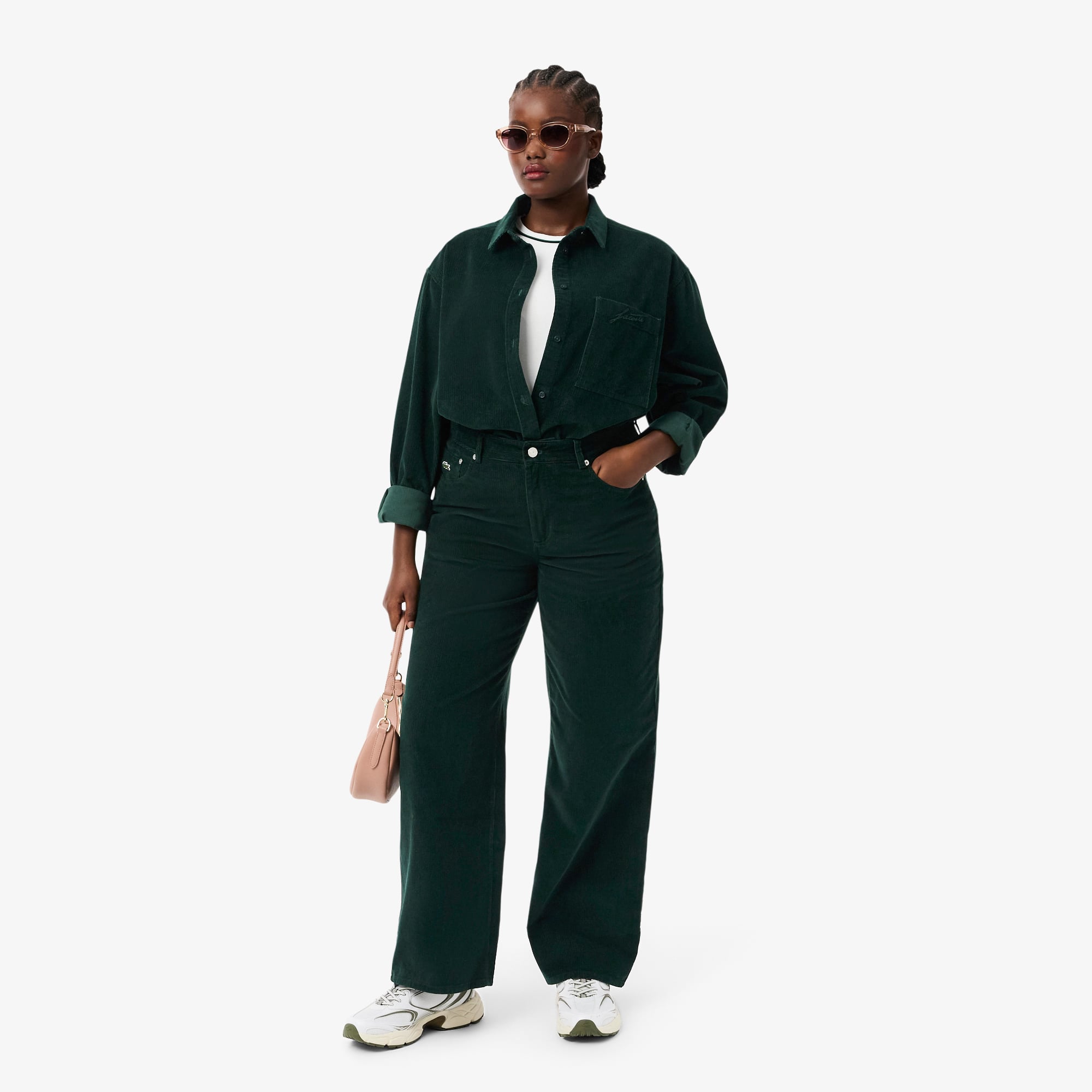 Women's Wide Leg Corduroy Pants - Forest green