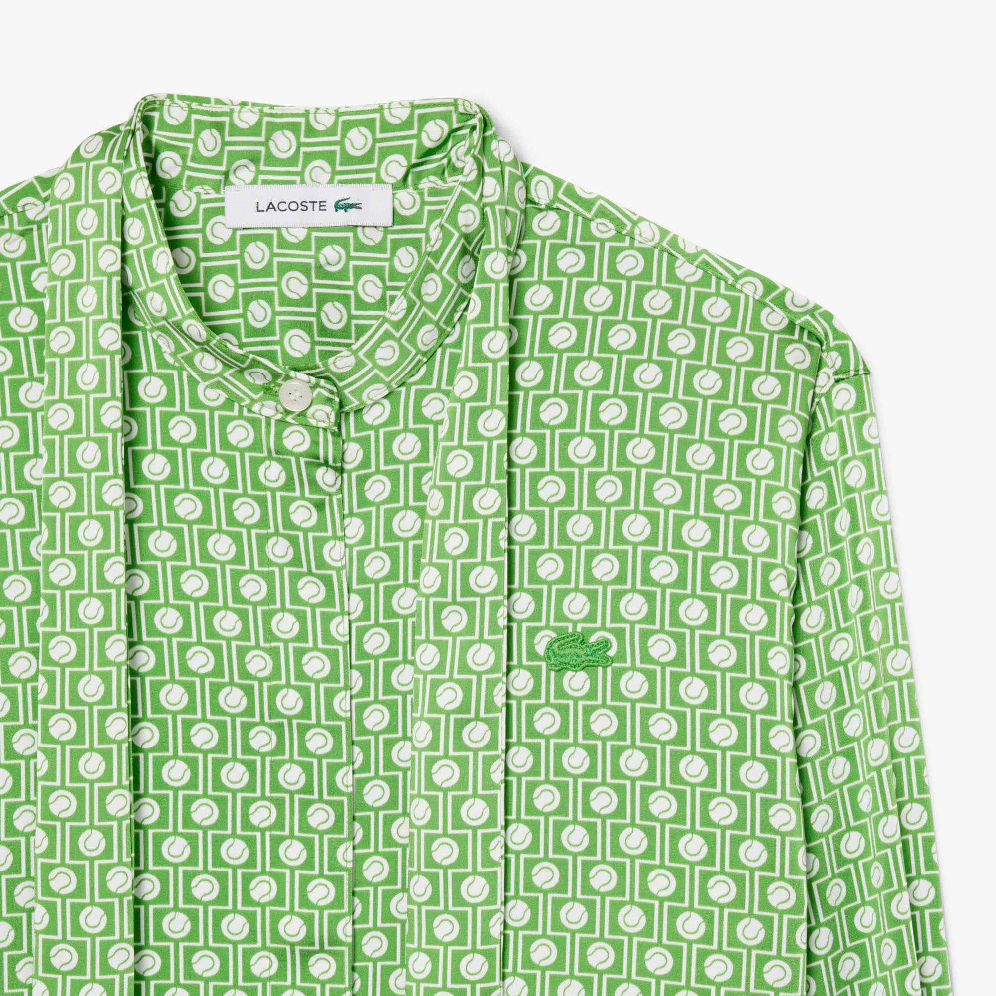 Regular Fit Removable Tie Collar Shirt - Vert / Blanc
