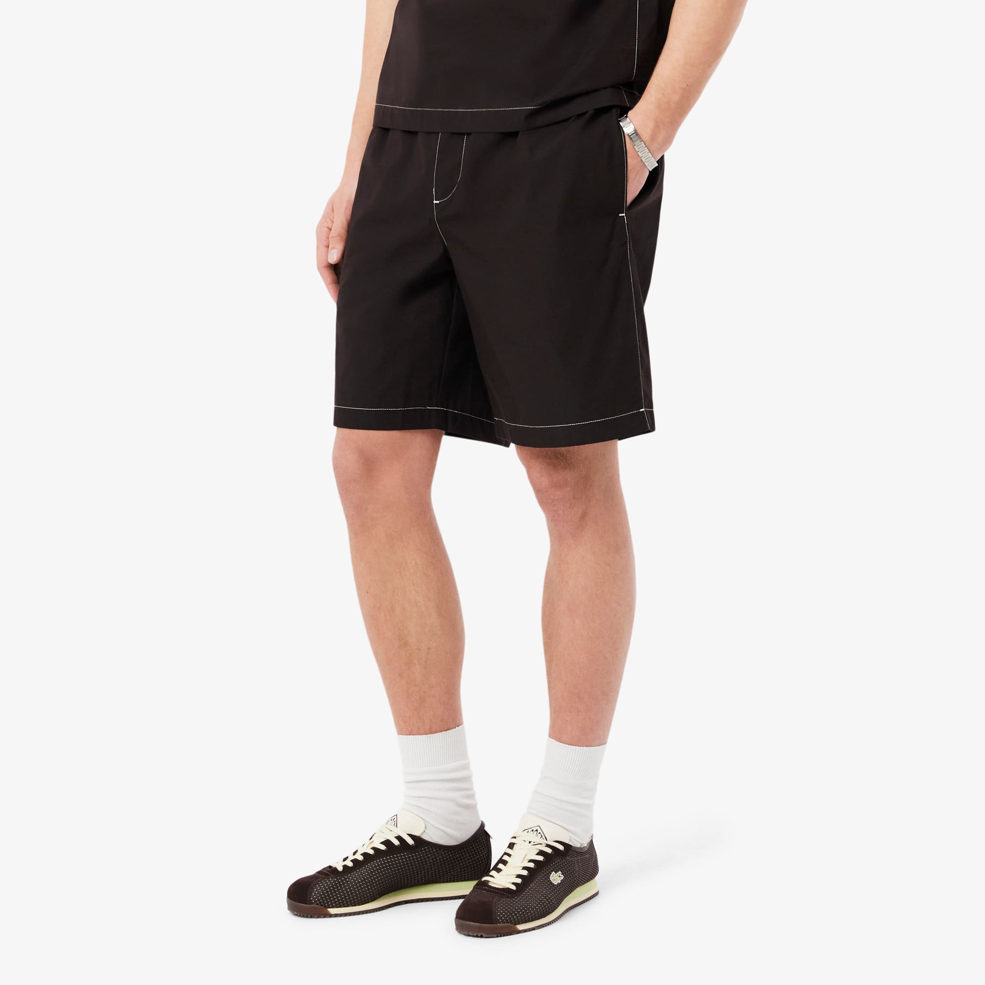 Relaxed Fit Poplin Shorts - Brown