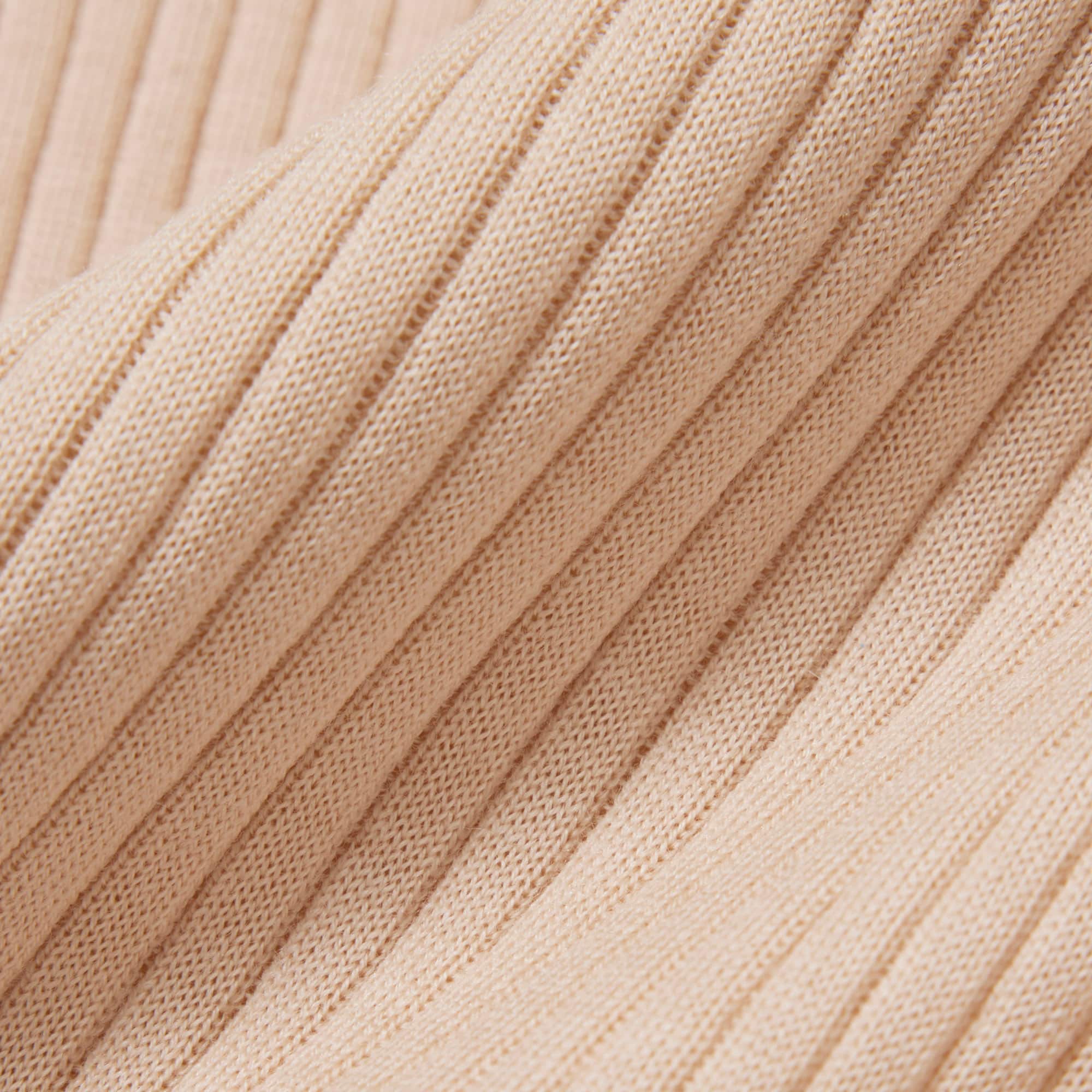 Women's Short Sleeve Merino Wool Rib Knit Sweater - Beige
