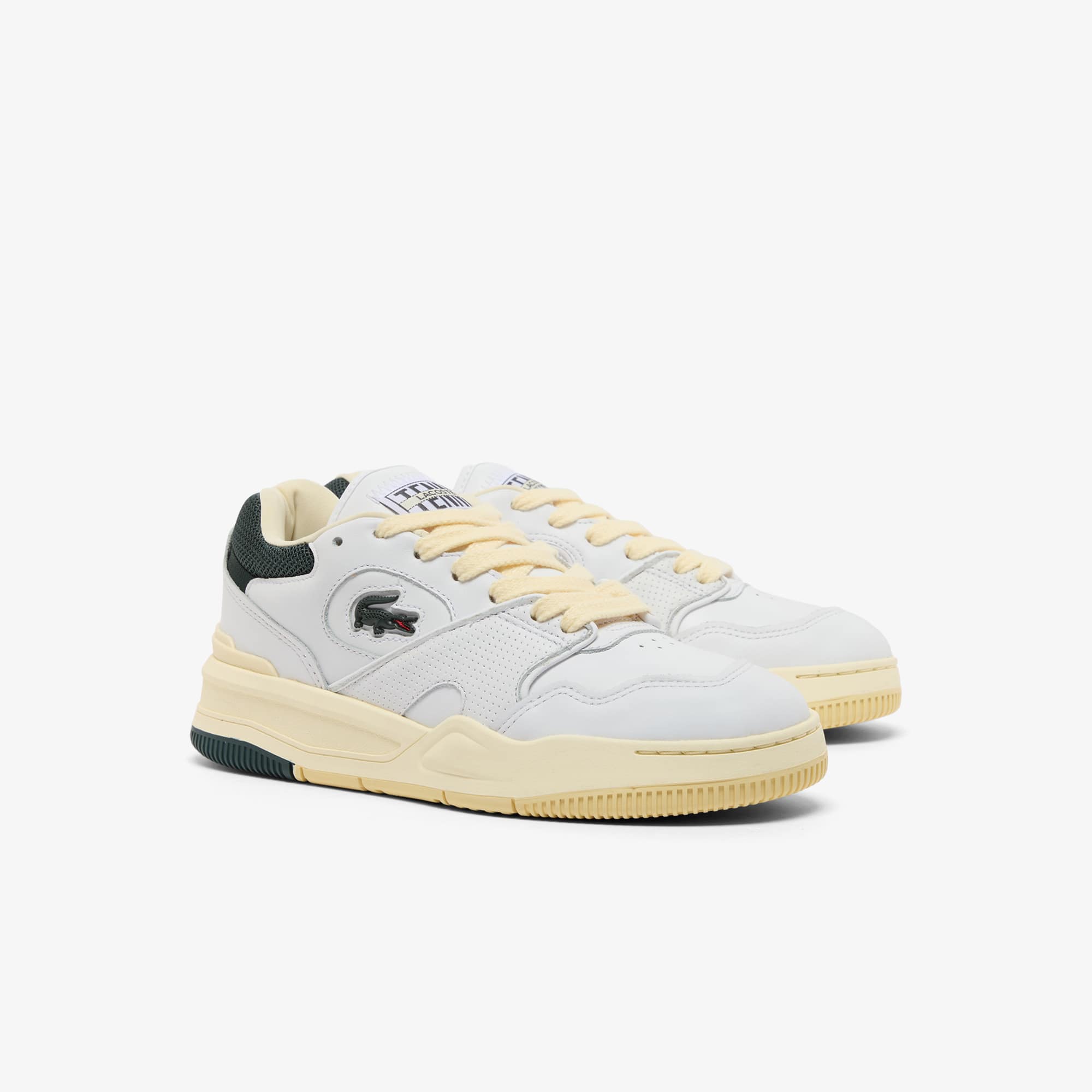 Women's Lineshot Leather Sneakers - WHITE/DARK GREEN