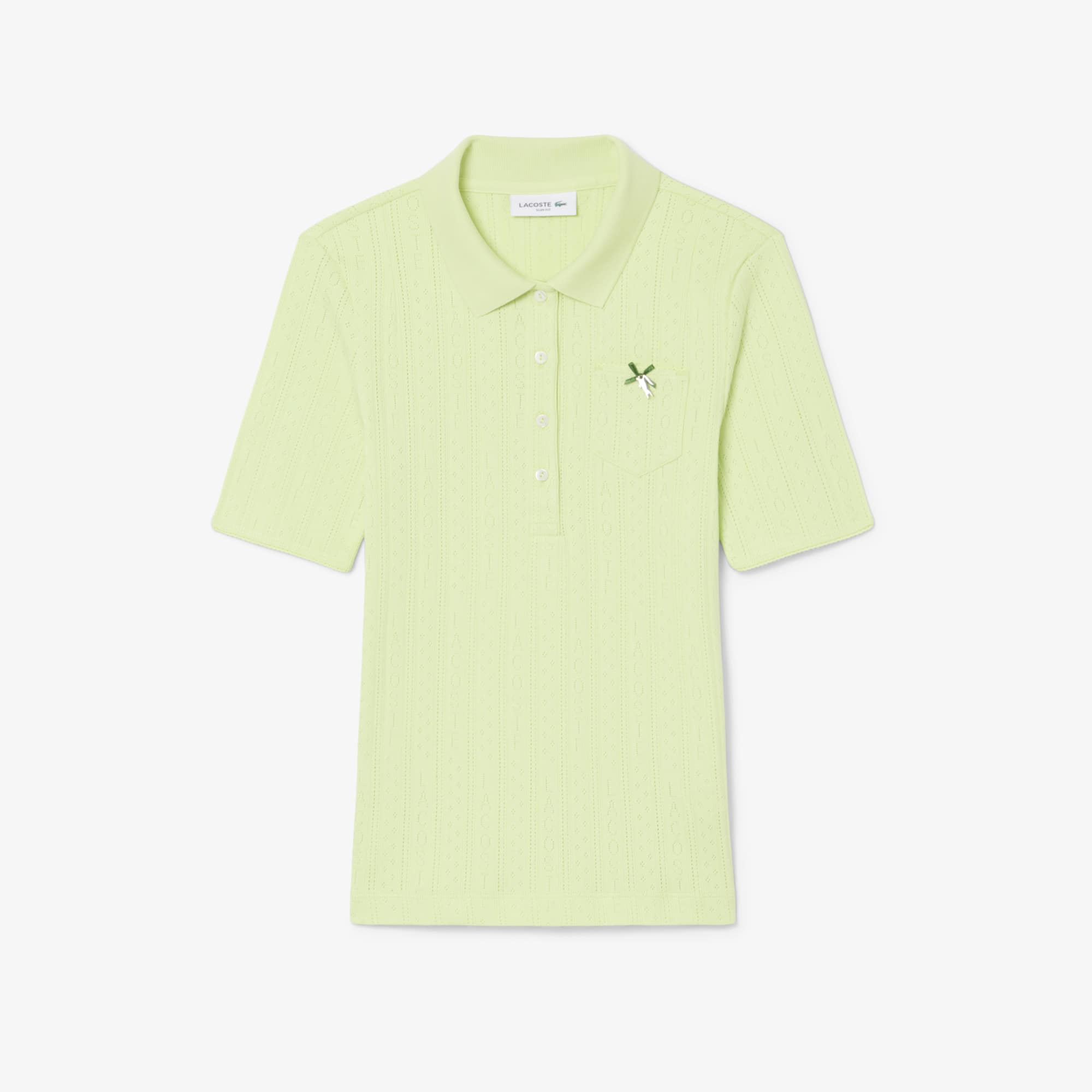 Women's Slim Fit Pointelle Branded L.12.D Polo - Green