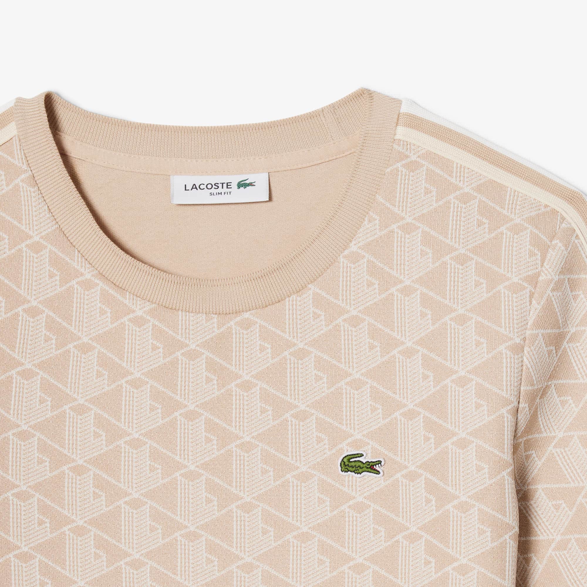 Women's Slim Fit Monogram T-Shirt - Beige / Blanc
