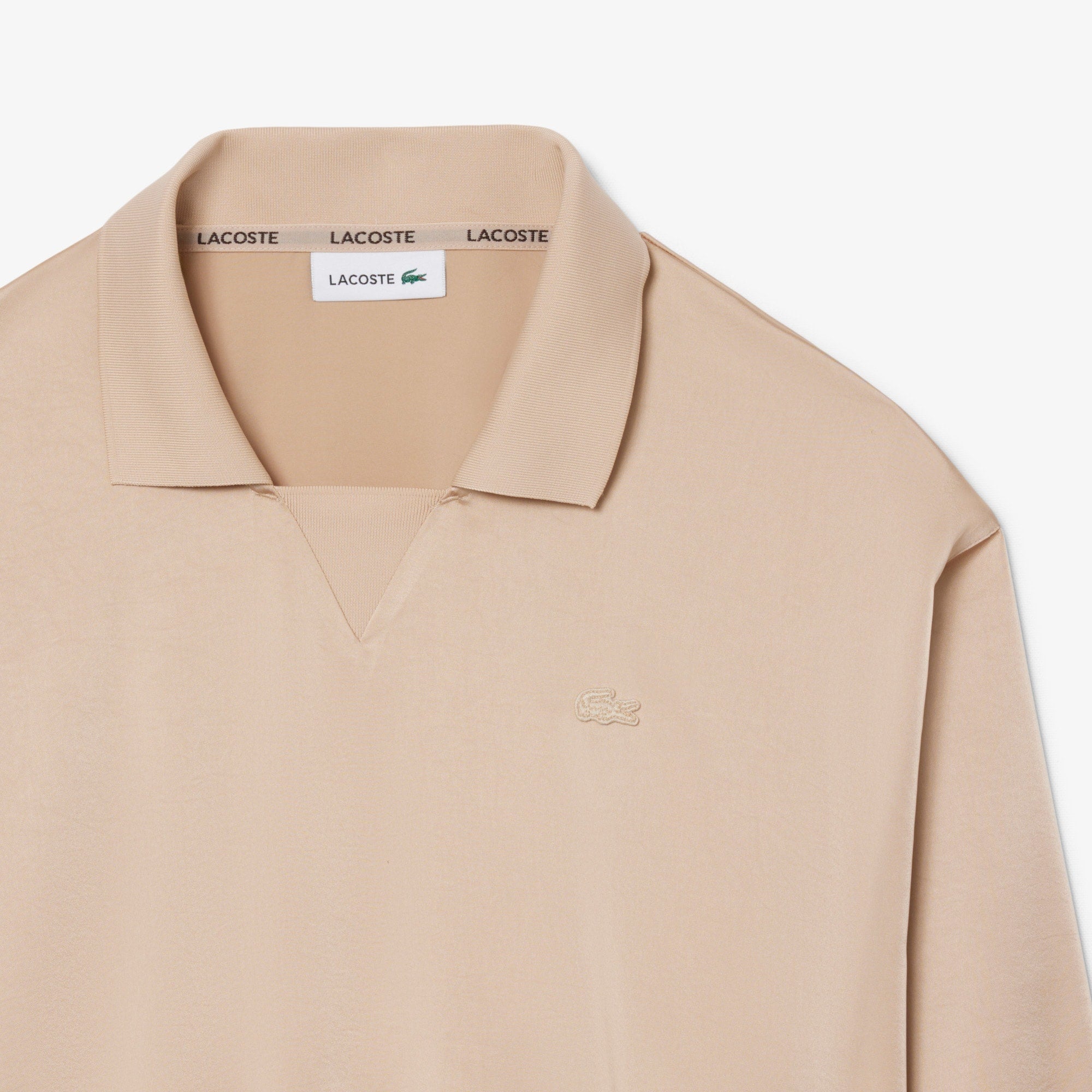 Relaxed Fit Satin Polo - Beige