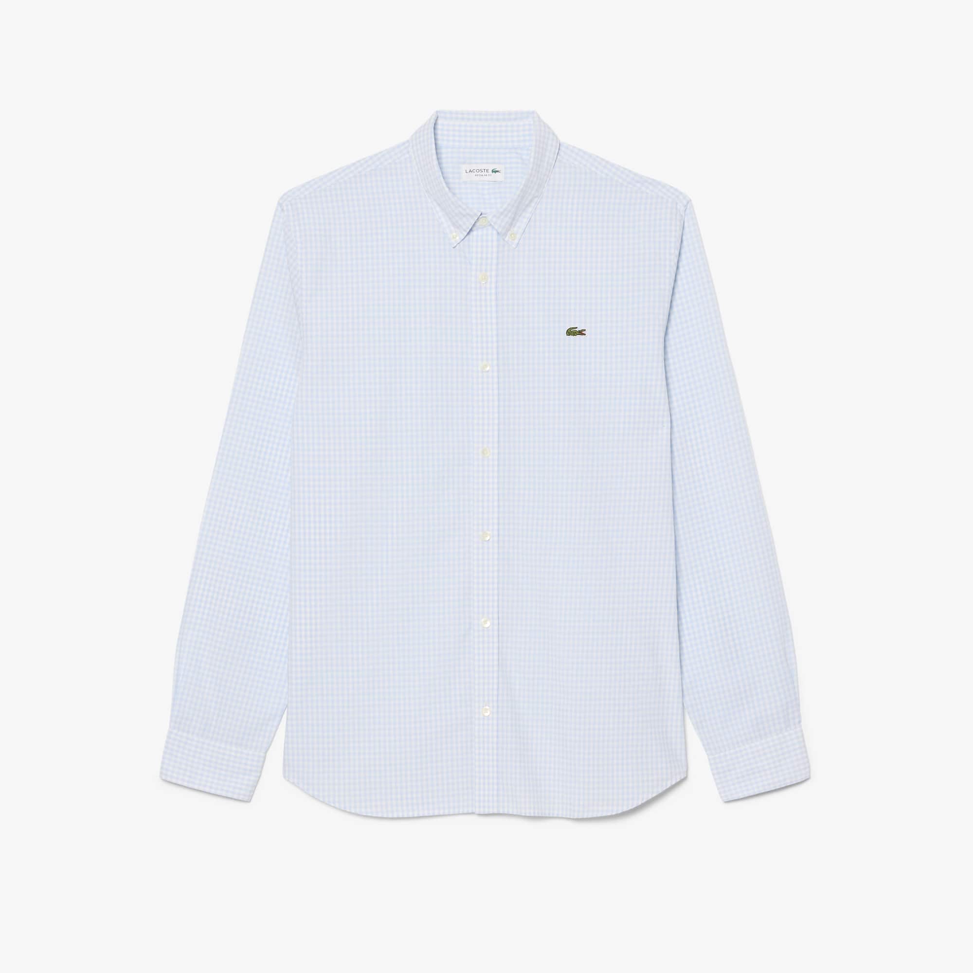 Regular Fit Plaid Poplin Shirt - White / Light Blue