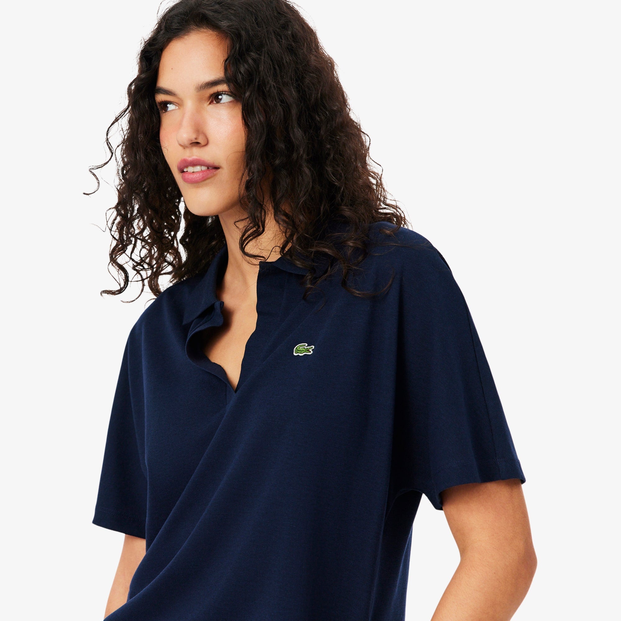 Women's Relaxed Fit Piqué Polo - Navy Blue