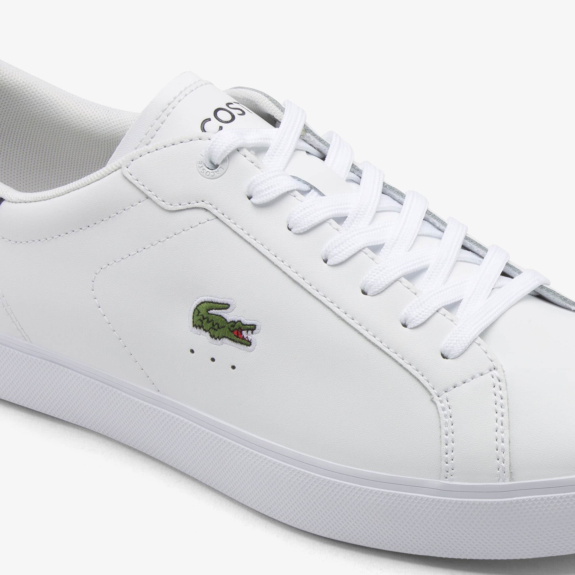 Men's Powercourt Graphic Leather Sneakers - WHITE / NAVY
