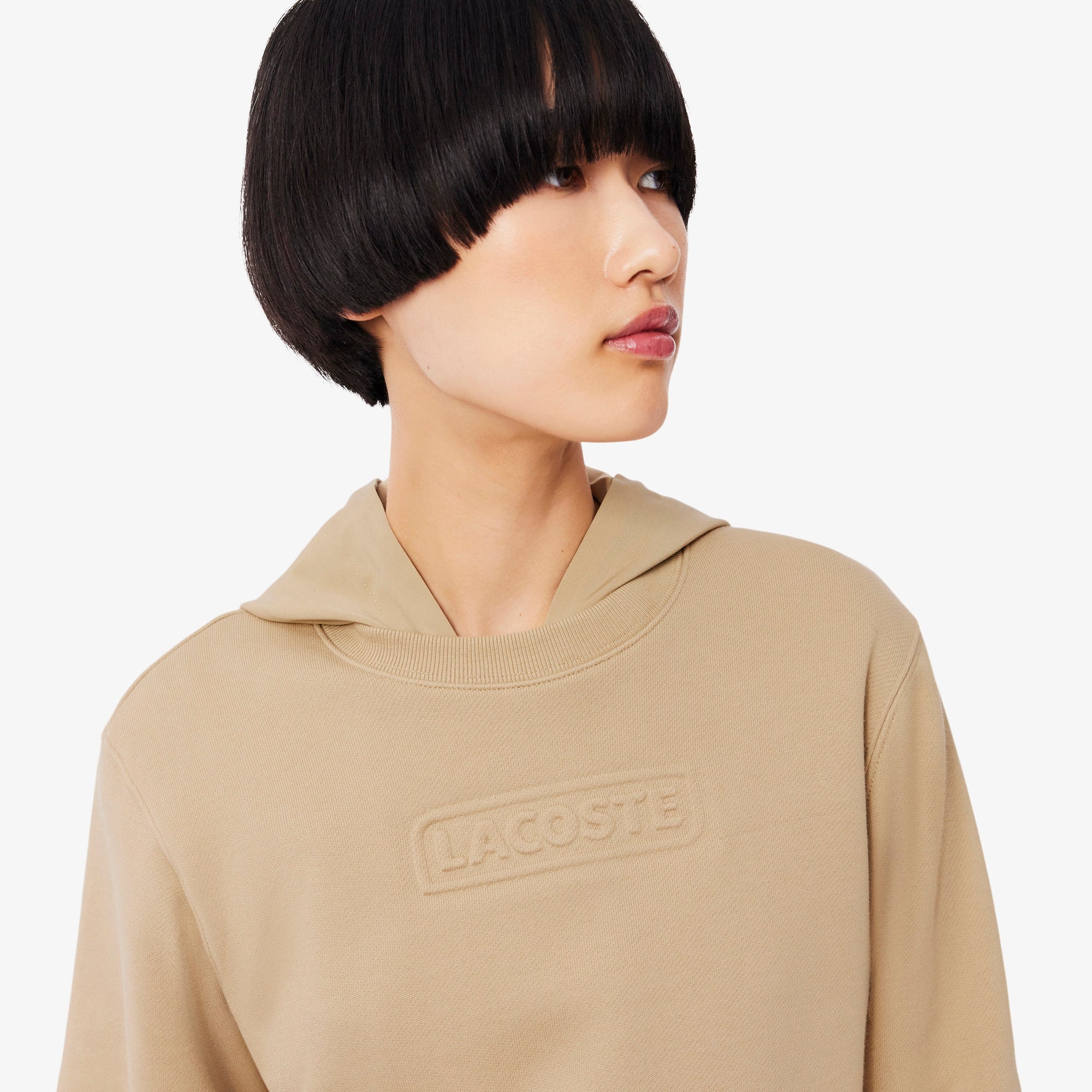 Women's Embossed Logo Cotton Sweatshirt - Beige