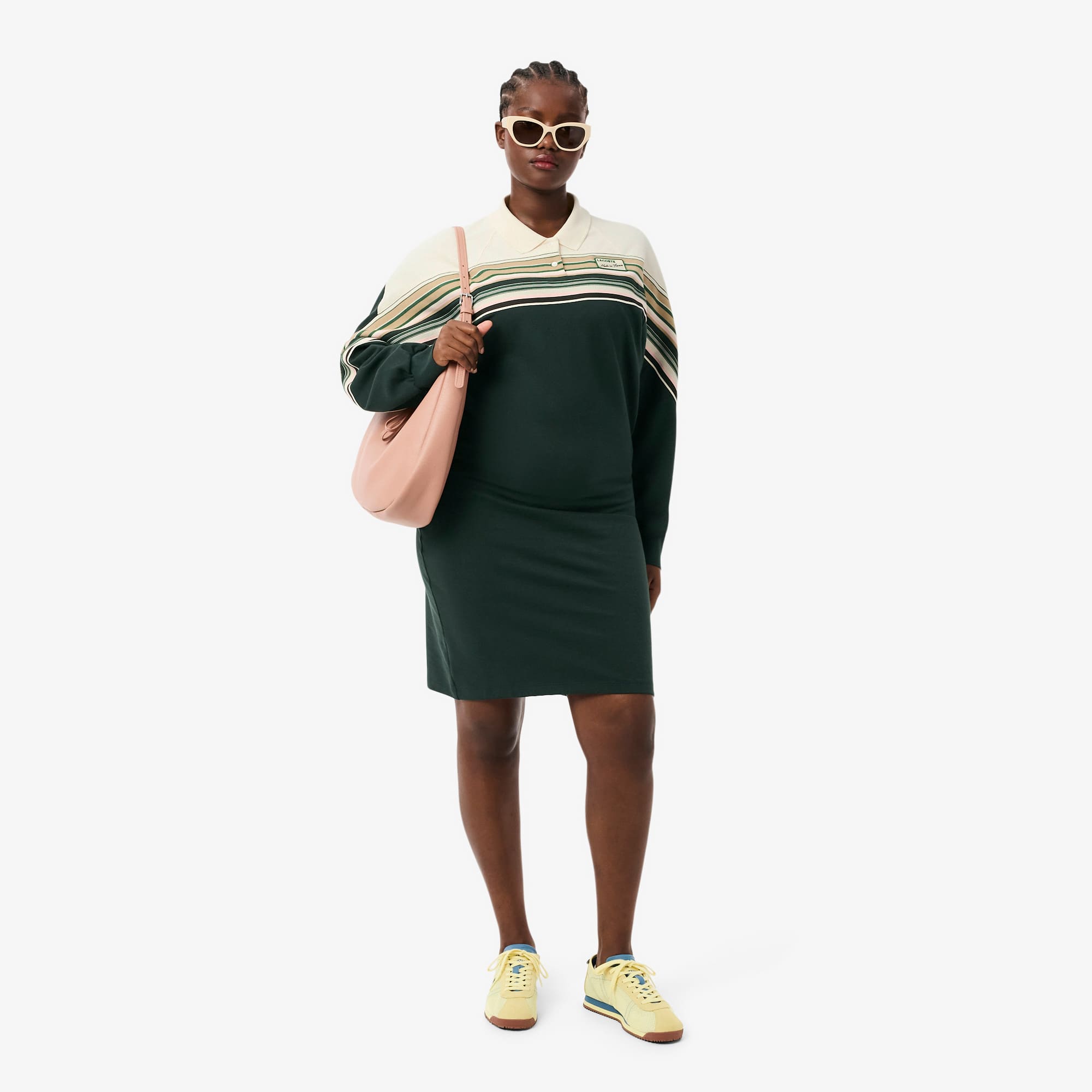 Women's Slim Fit Made In France Piqué Dress - Green / White