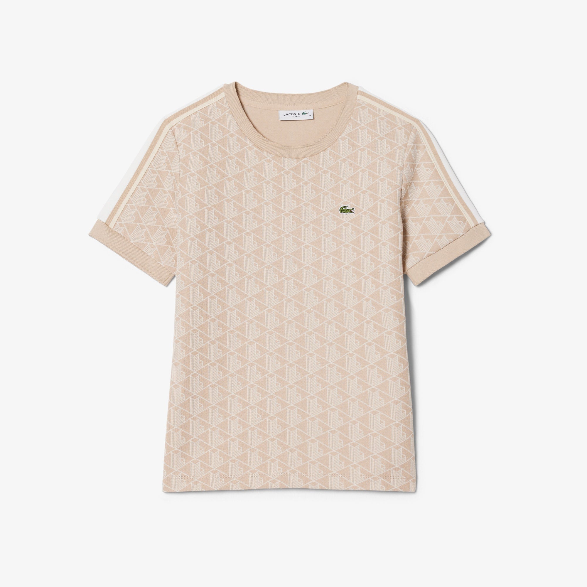 Women's Slim Fit Monogram T-Shirt - Beige / Blanc