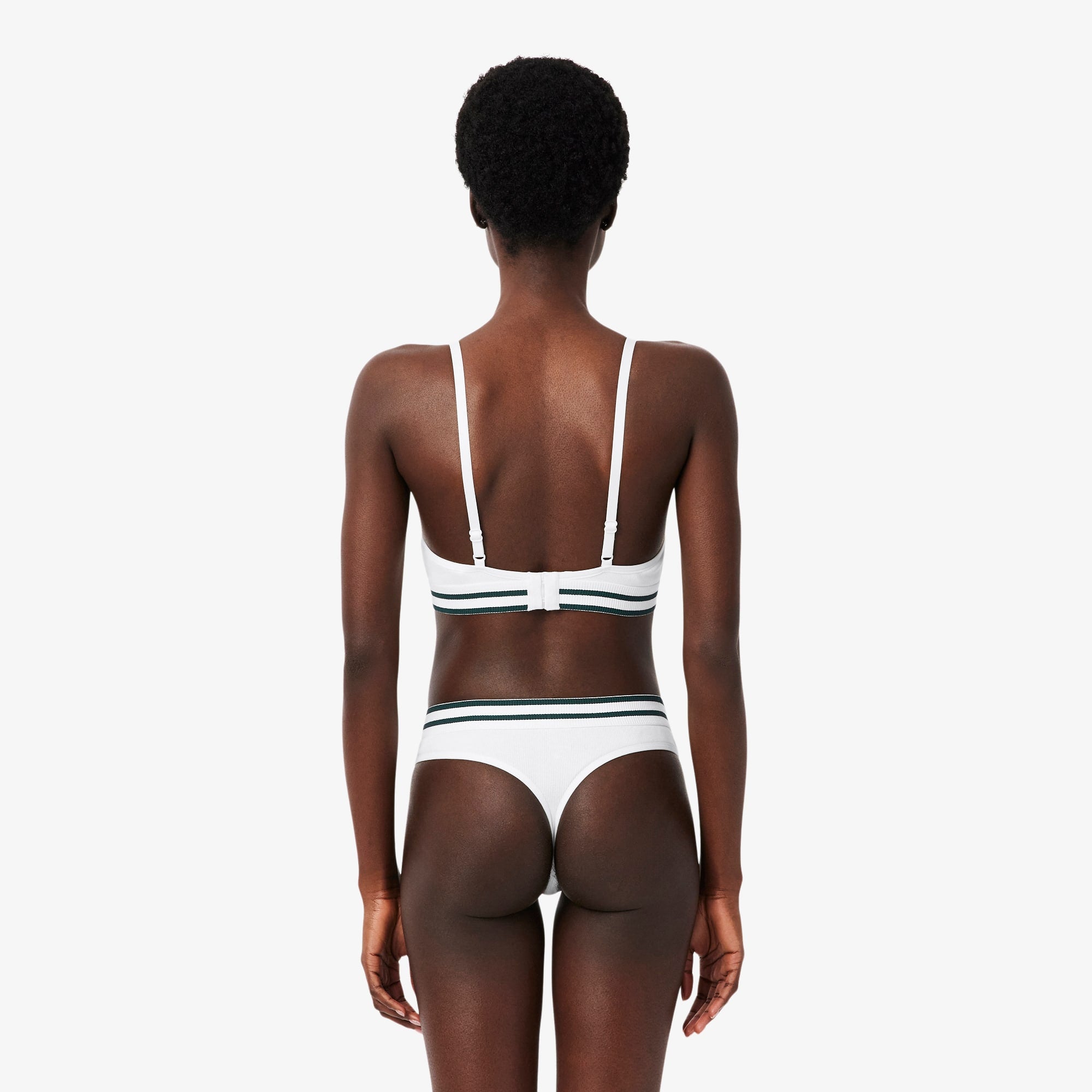Ribbed Cotton Triangle Bralette - White