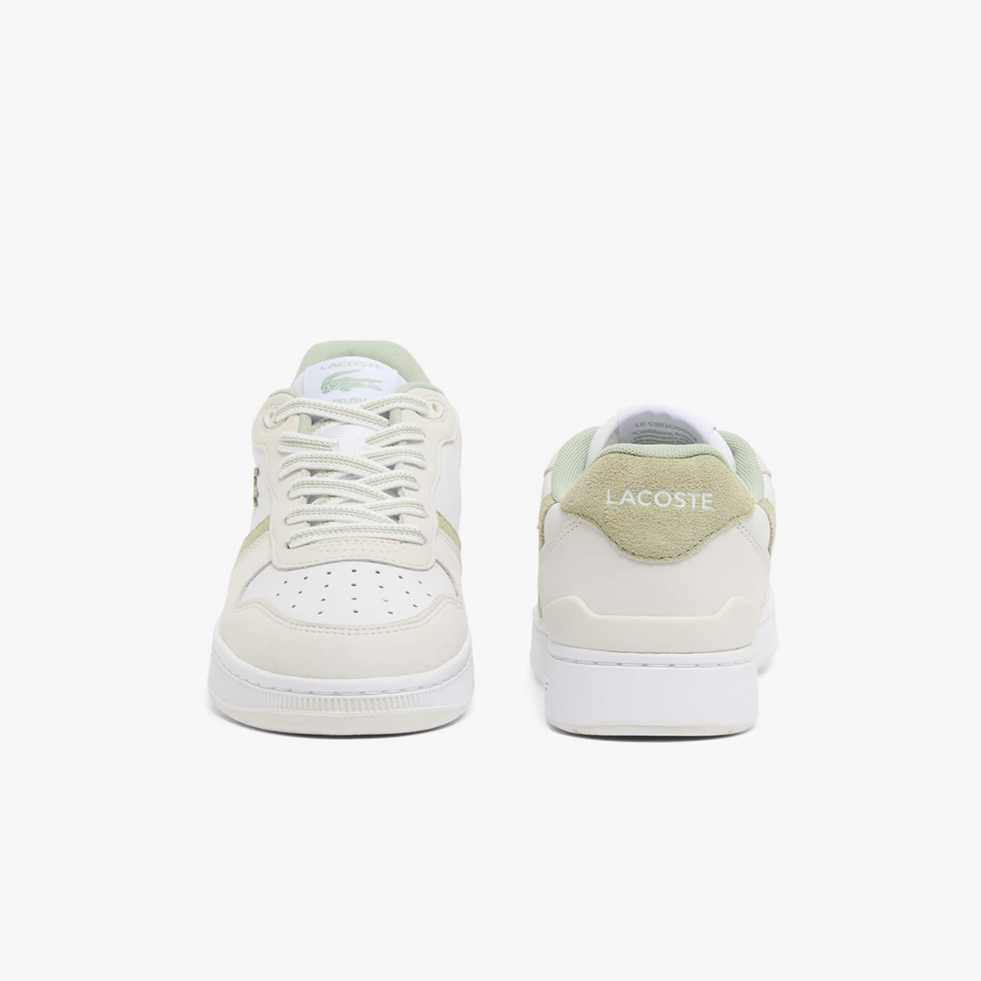 Women's T-Clip Set Leather Sneakers - WHT/LT KHK