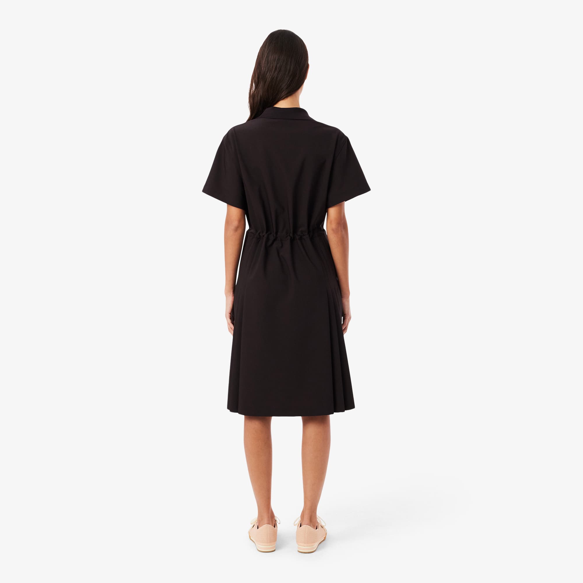 Wool blend Pleated Polo Dress - Brown
