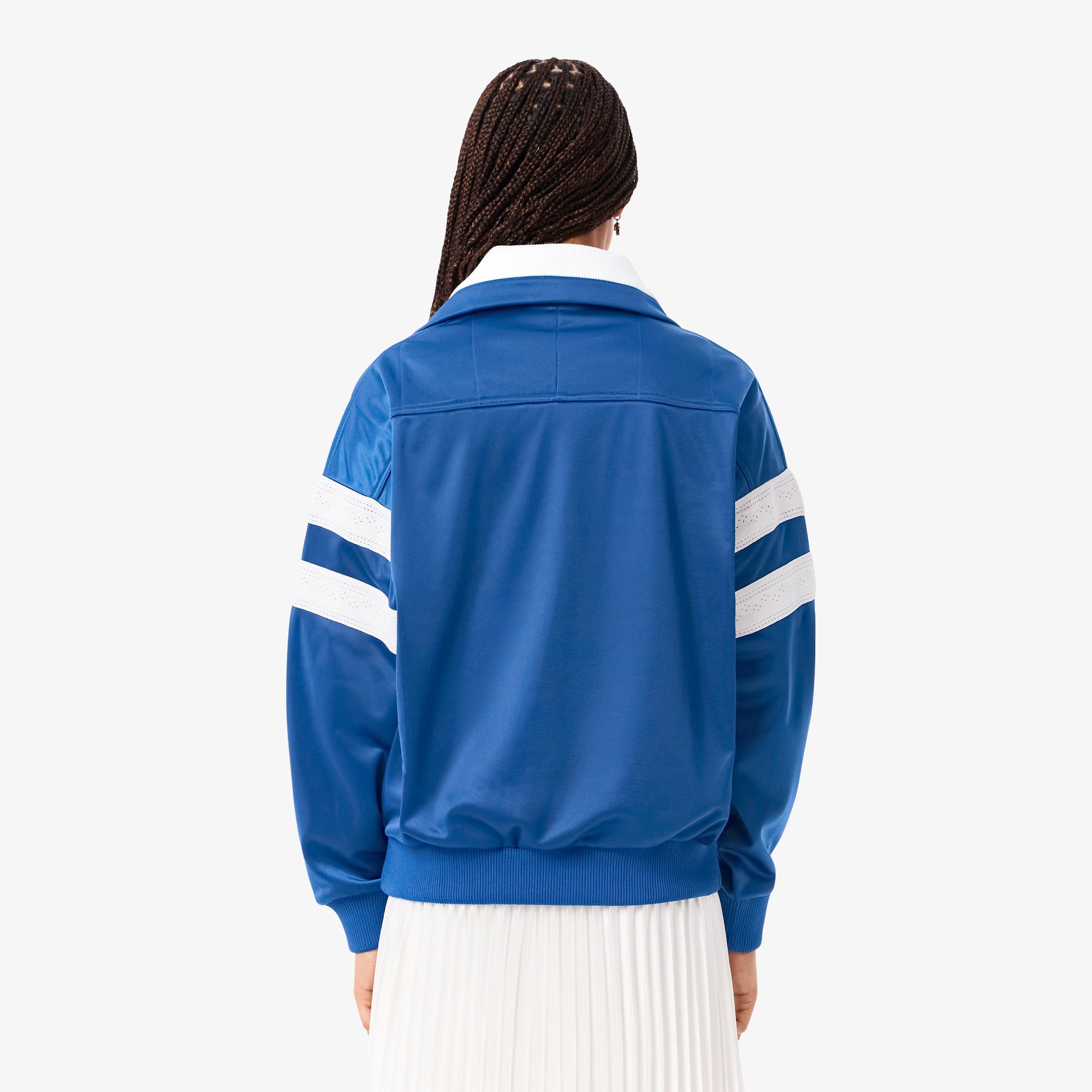 Women's Oversized Pointelle Stripe Satin Sweatshirt - Blue