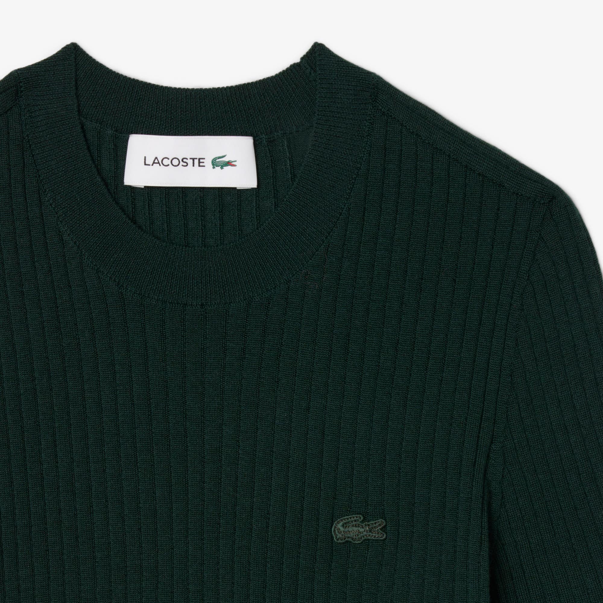 Women's Short Sleeve Merino Wool Rib Knit Sweater - Forest green