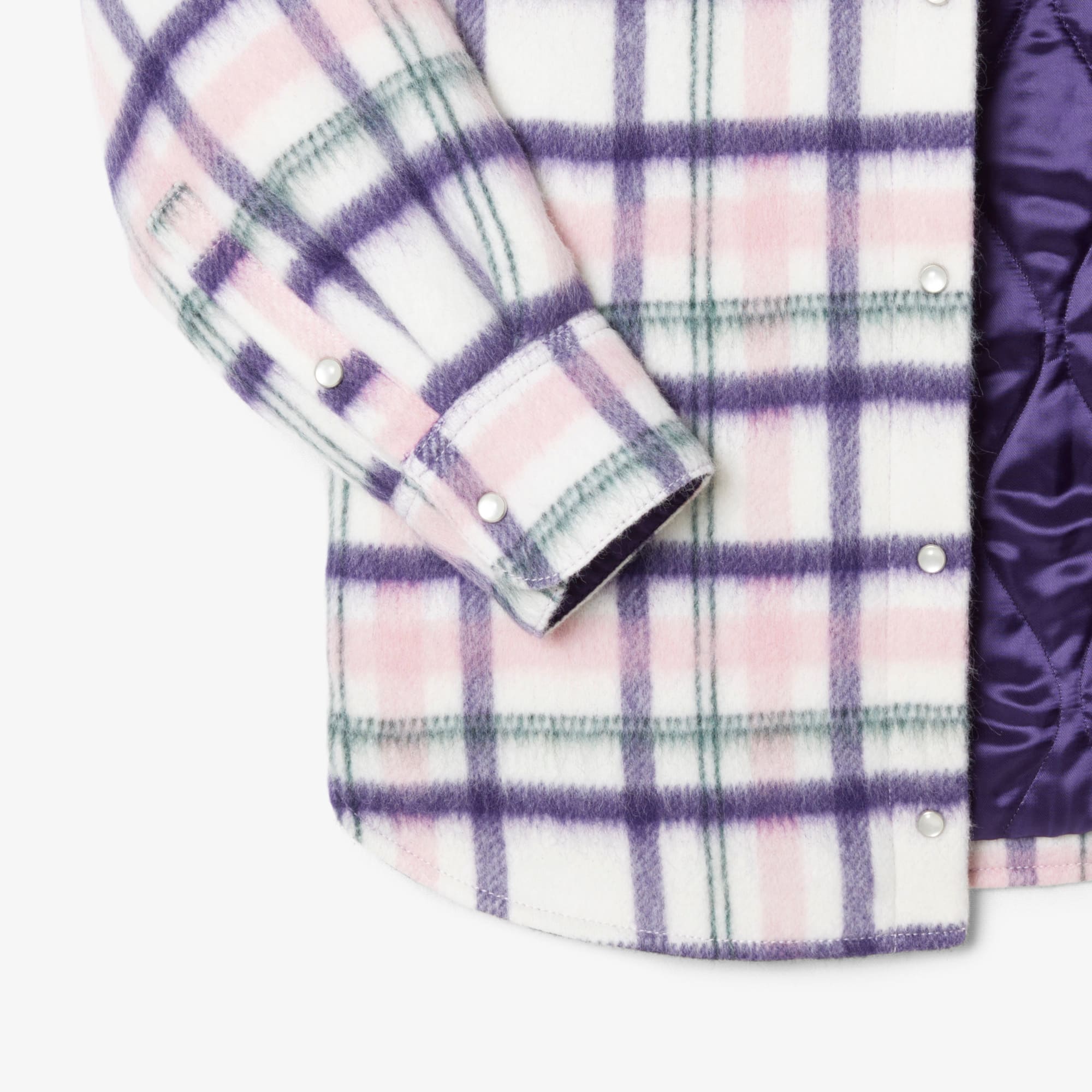 Women's Oversized Quilted Wool Overshirt - White / Purple / Light Pink / Green