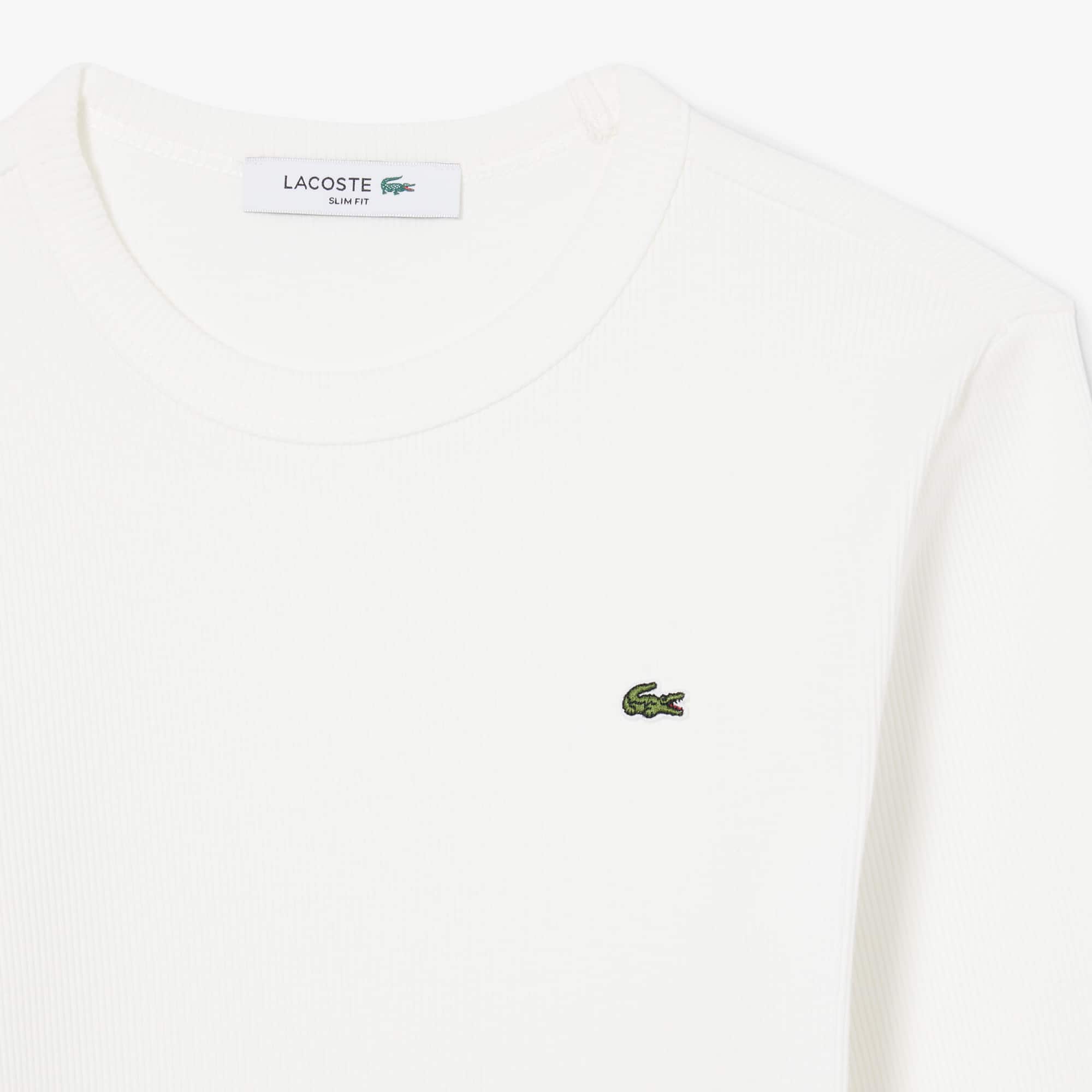 Women's Slim Fit Ribbed Cotton T-Shirt - White