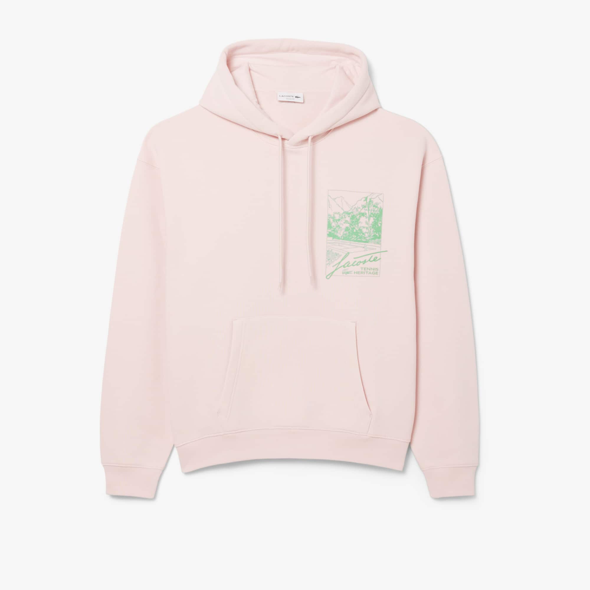 Men's Printed Fleece Hoodie - Light Pink