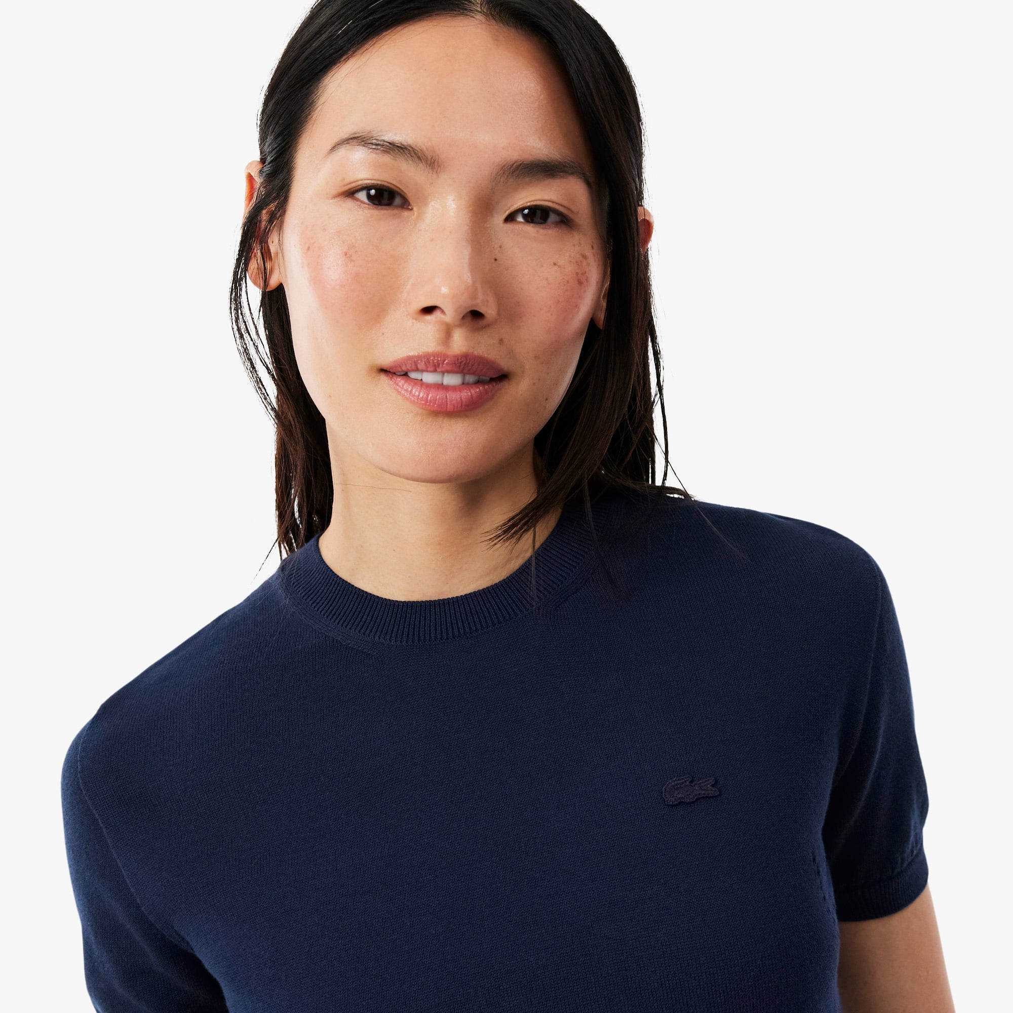 Short Sleeved 3D Knit Sweater - Navy Blue