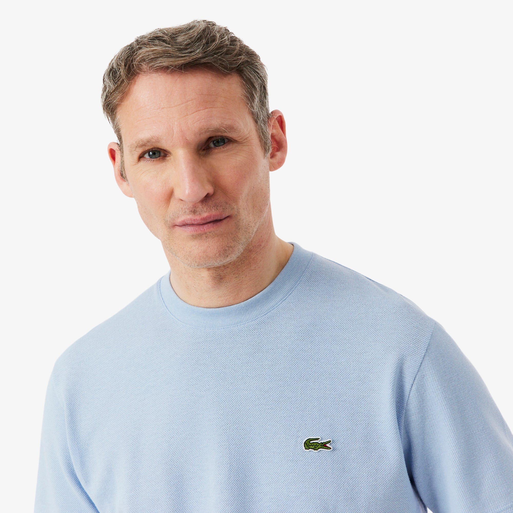 Heavy Cotton and Linen Piqué T-Shirt - Light Blue