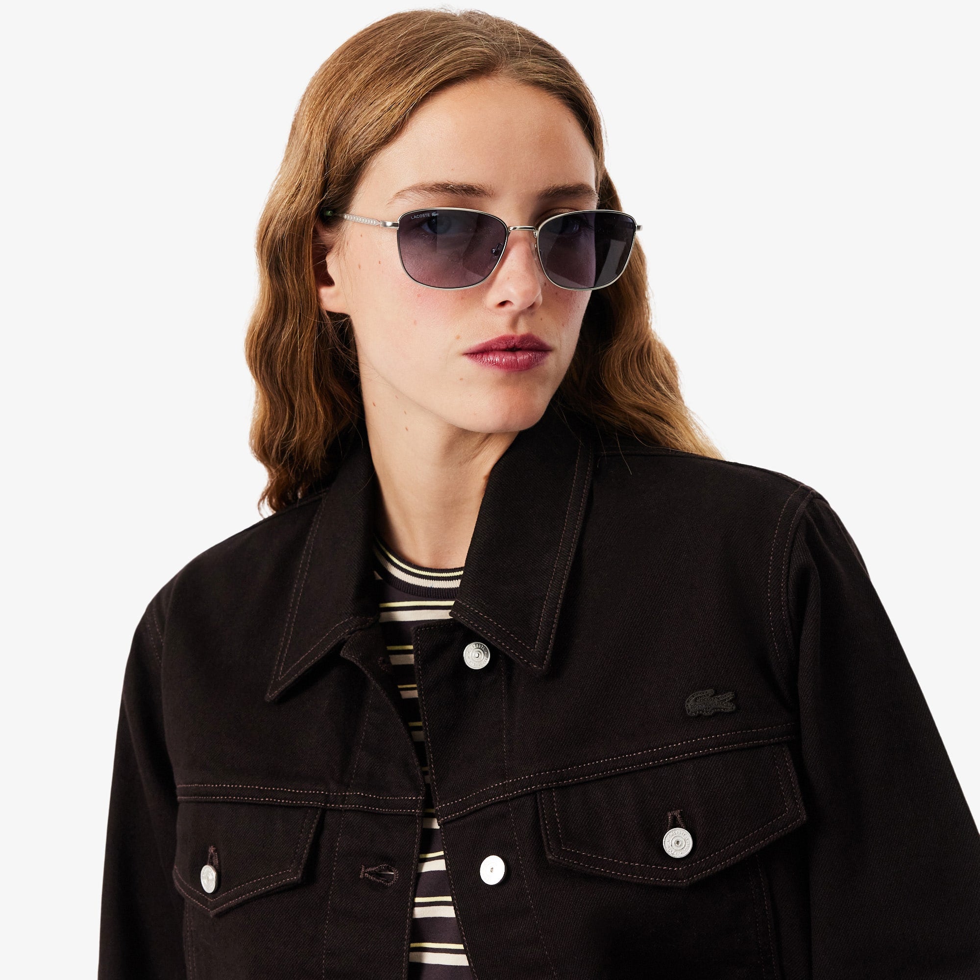 Slim Fit Buttoned Denim Jacket - Brown