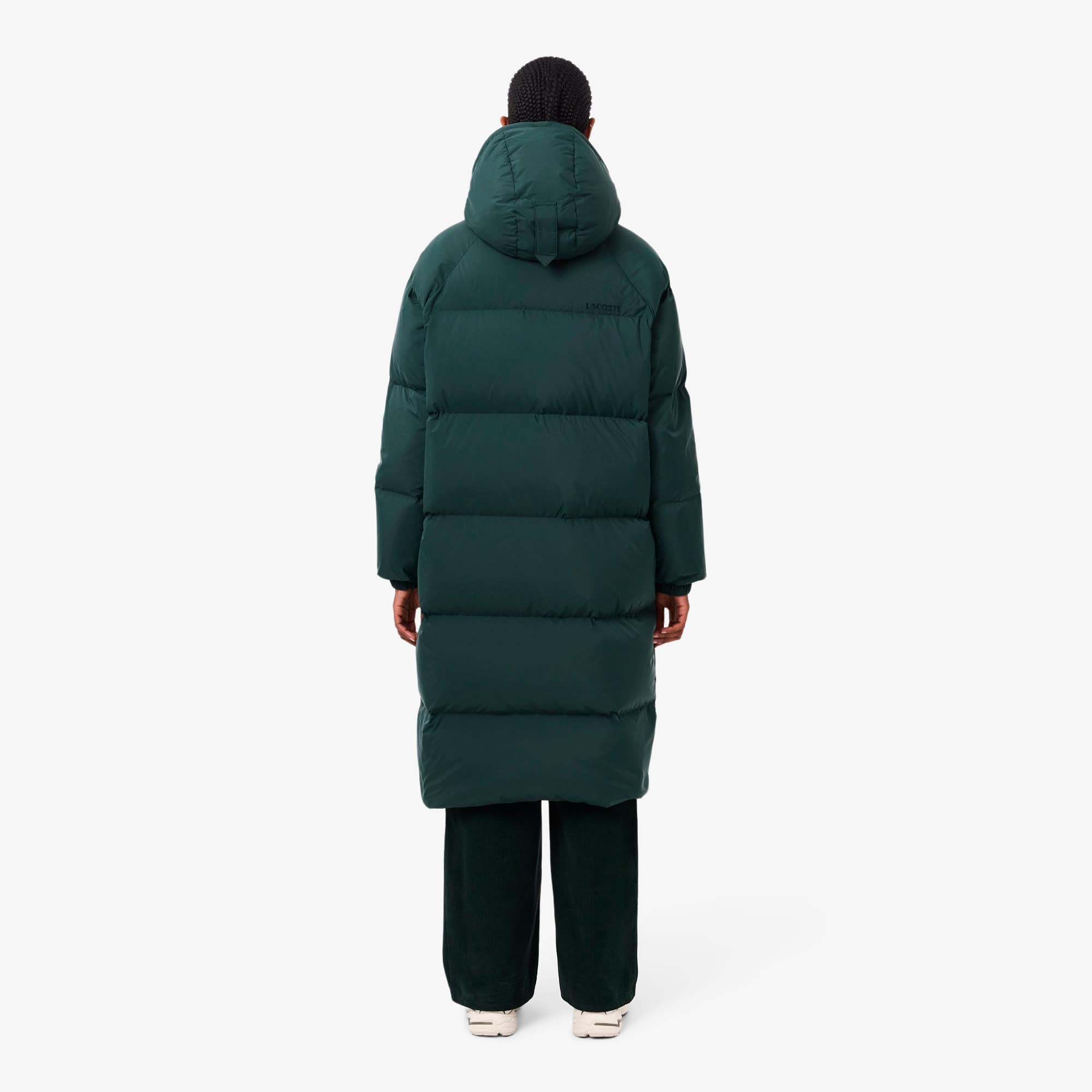 Women's Long Oversized Down Jacket - Green / White