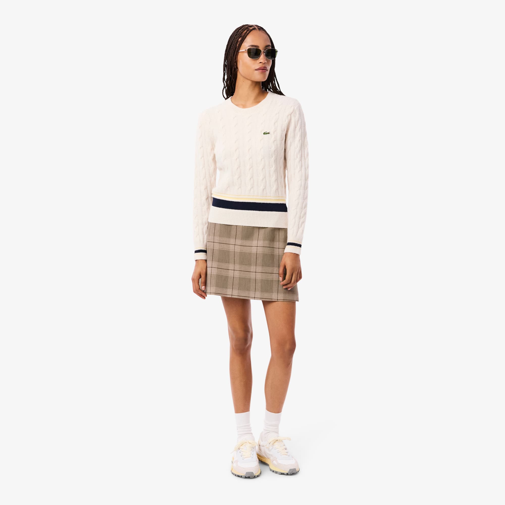 Women's Water-Repellent Plaid Skirt - Beige / Yellow / Brown / Light Pink