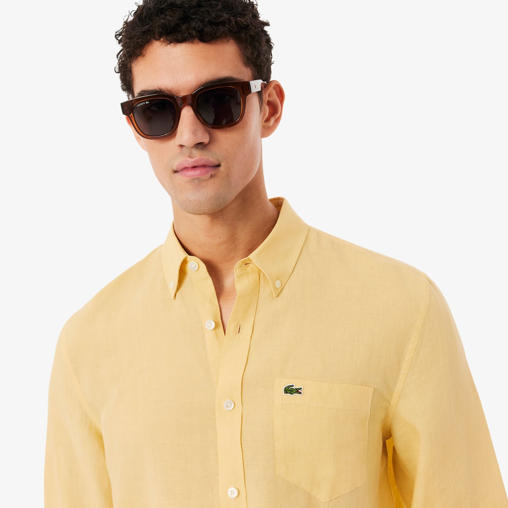 Men's Regular Fit Linen Shirt - Jaune