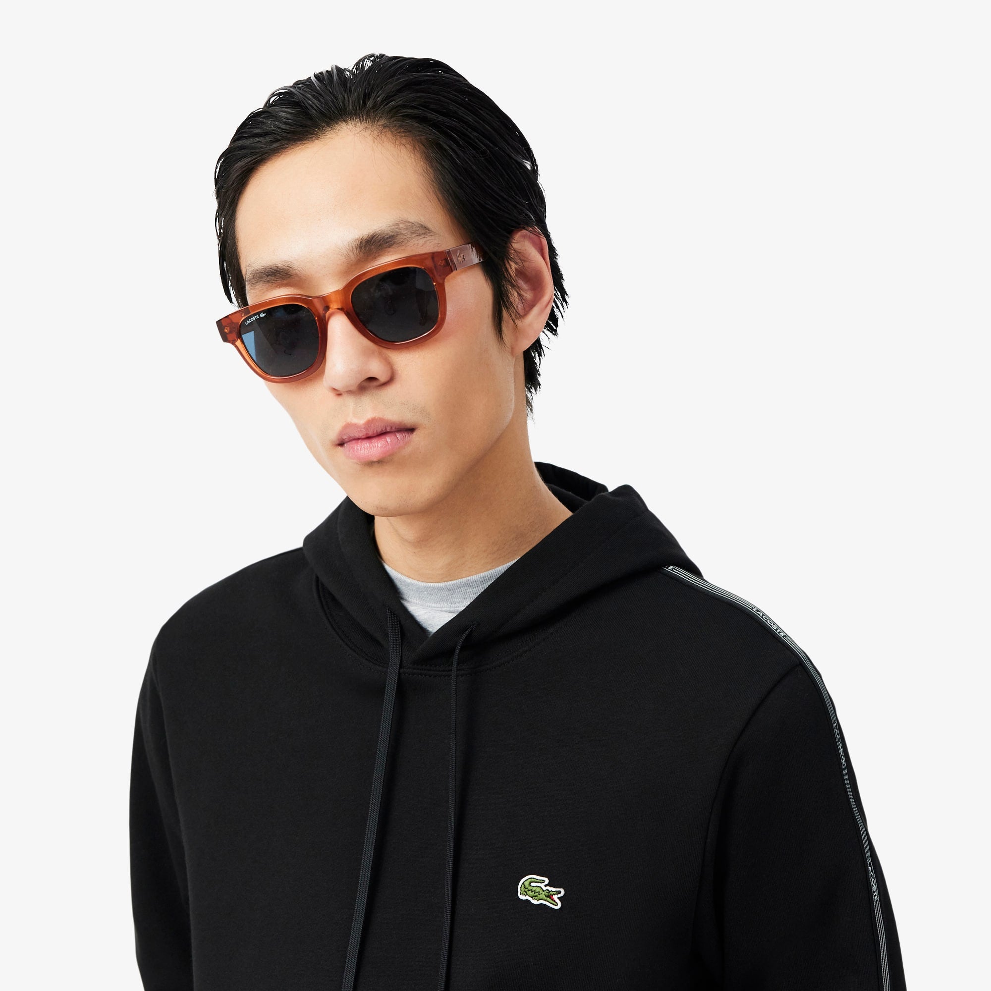 Logo Stripe Zipped Hoodie - Black