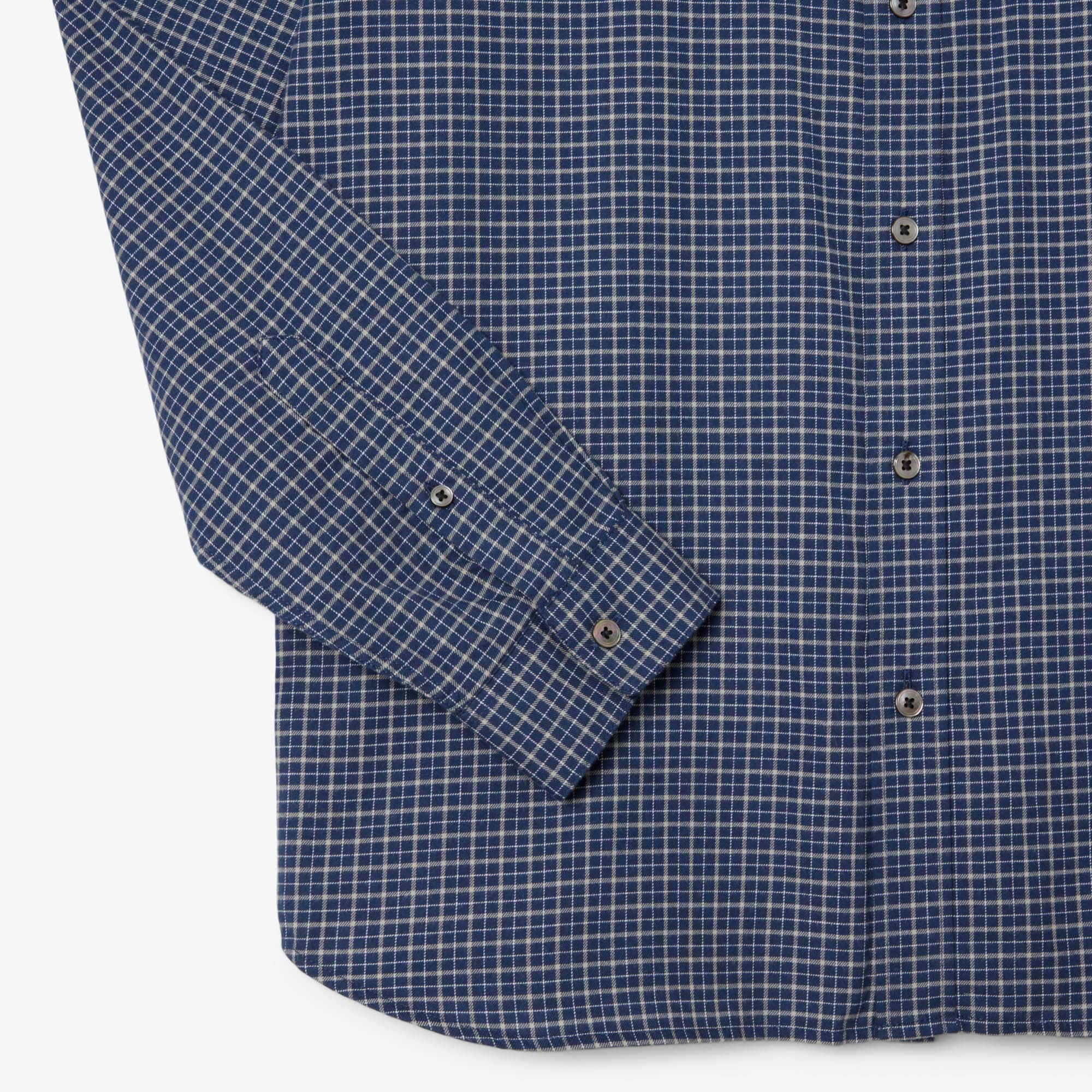 Men's Regular Fit Plaid Flannel Shirt - Navy Blue / White