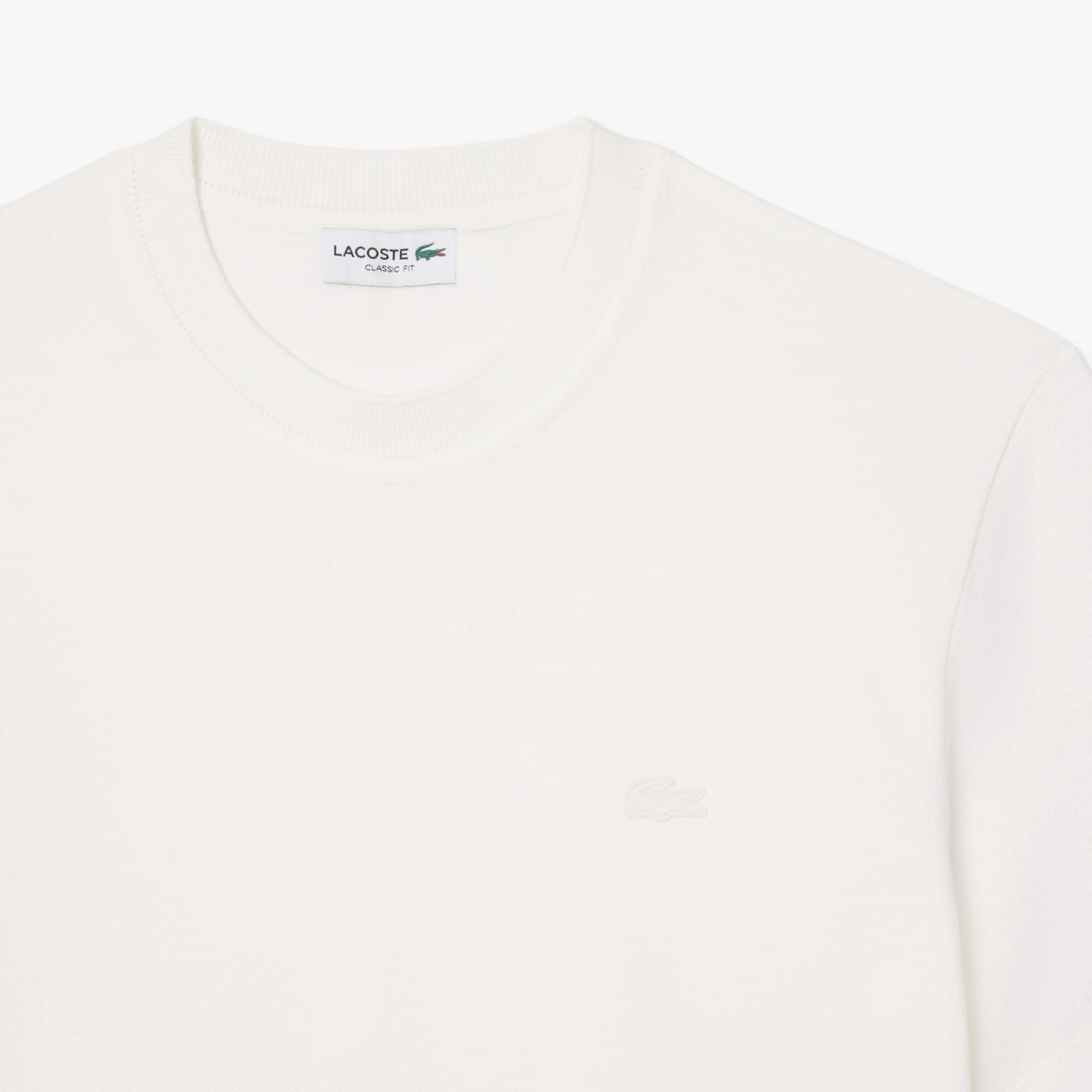 Men's Ribbed Neck Petit Piqué T-Shirt - White