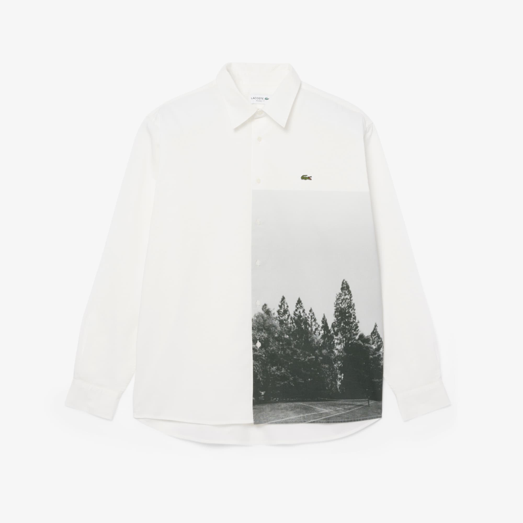 Relaxed Fit Printed Cotton Twill Shirt - White