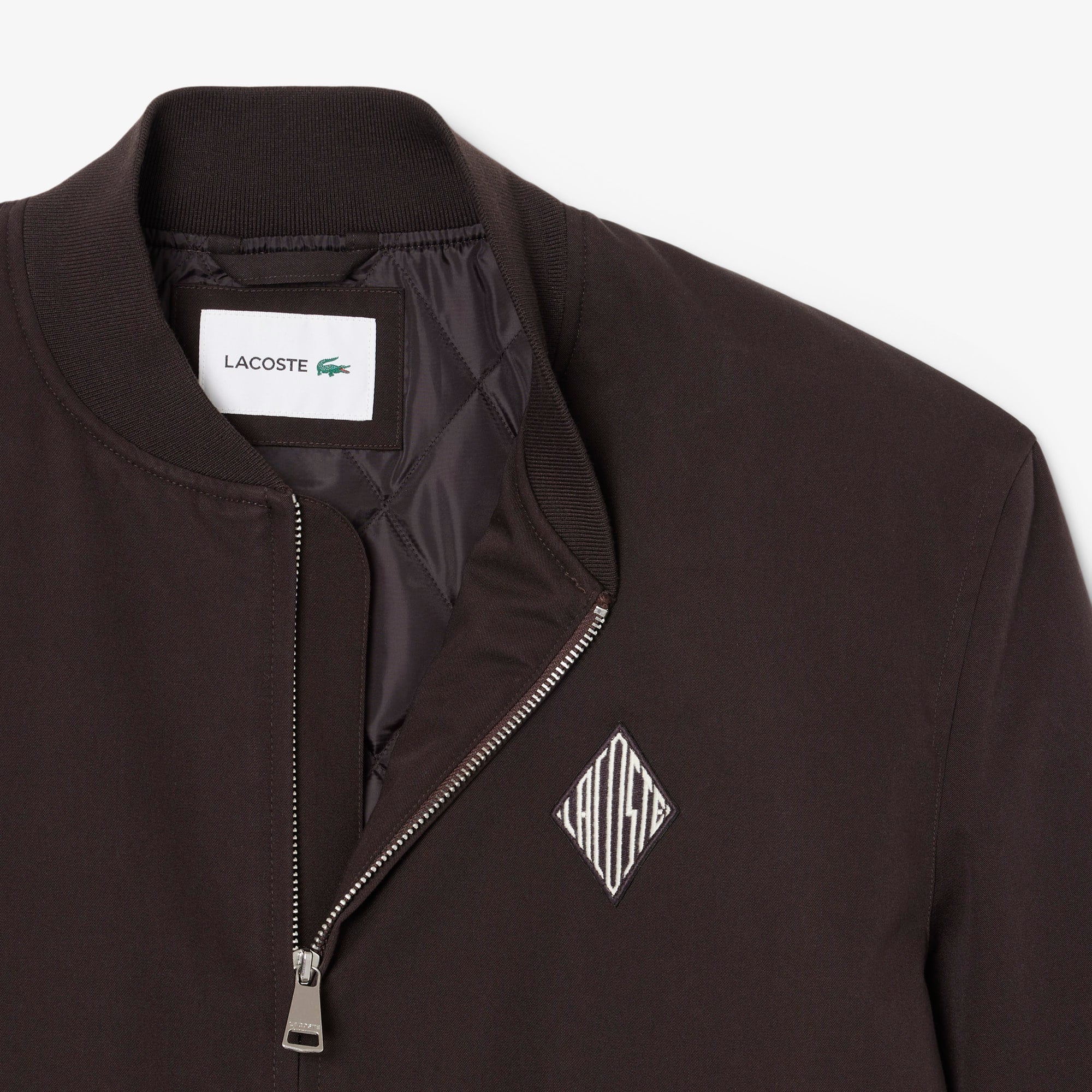Retro Badge Water-Repellent Bomber Jacket - Brown
