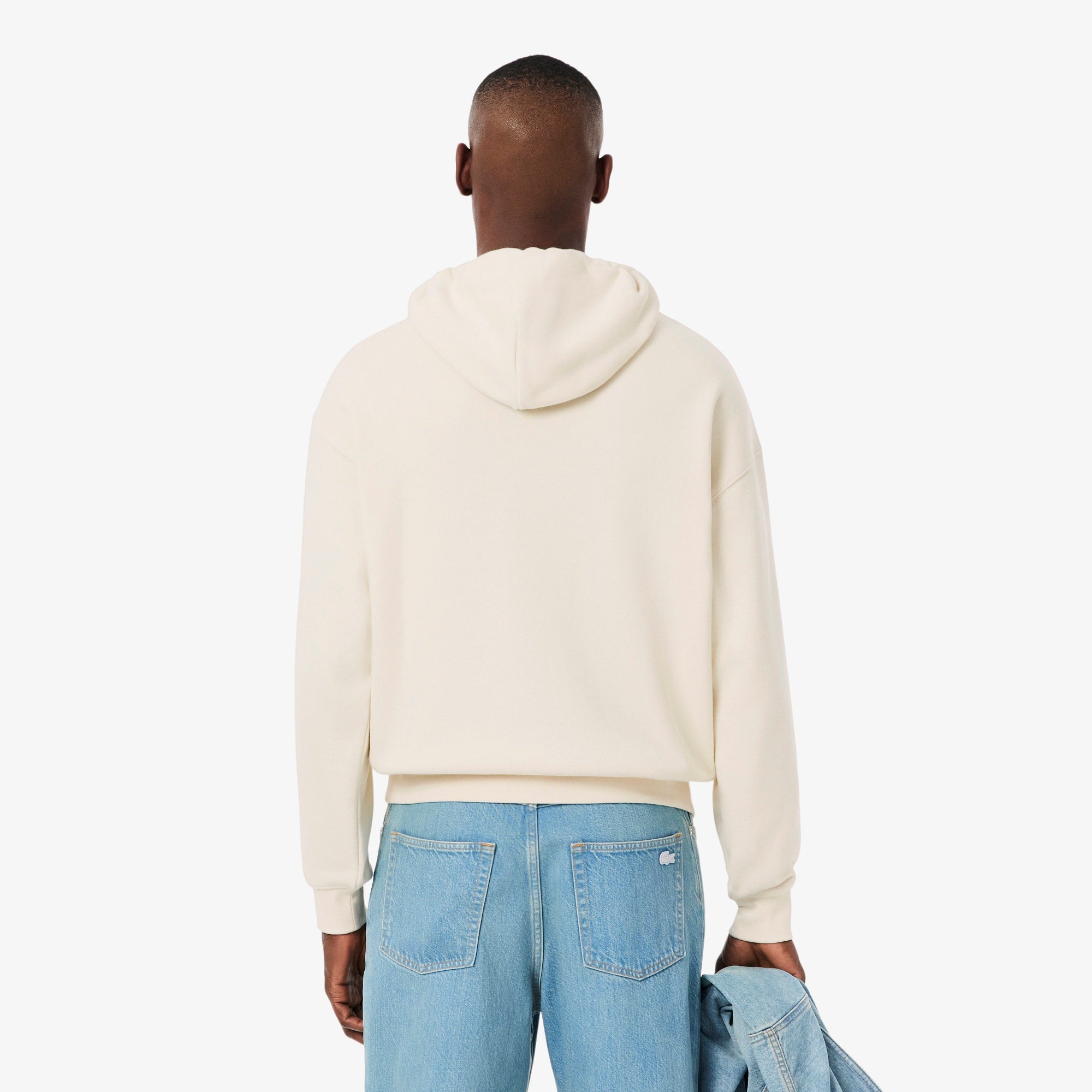 Men's Loose Fit Embroidered Hoodie - Cream
