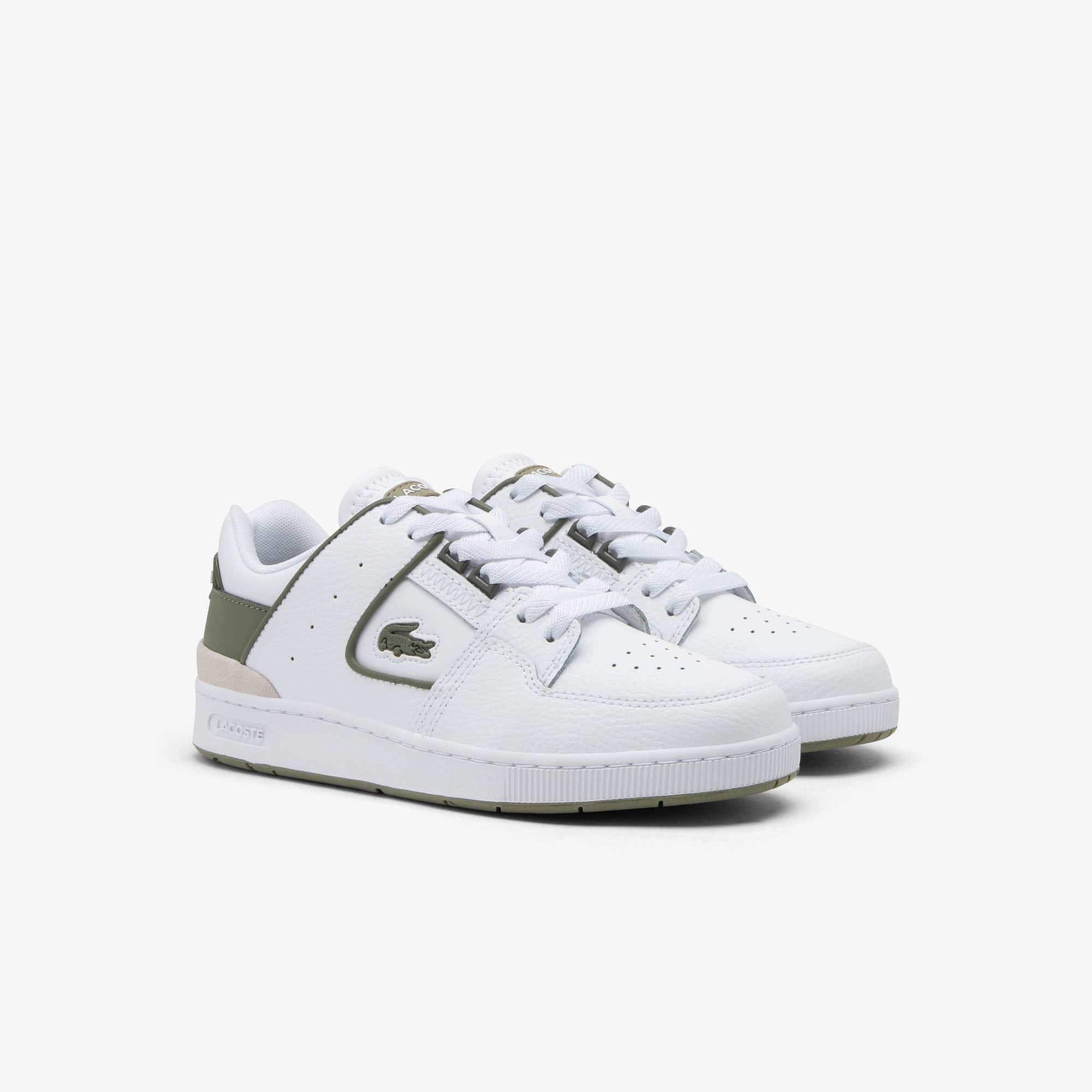Women's Court Cage Leather Sneakers - WHT/KHK