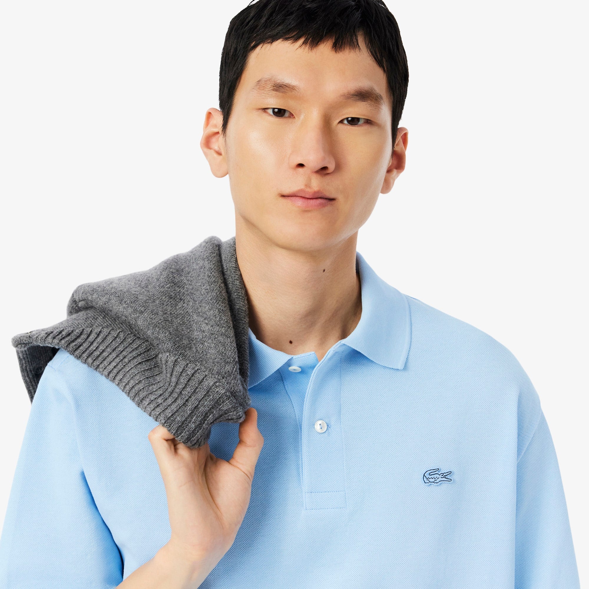 Men's Loose Fit Heavy Piqué Polo - Pastel blue