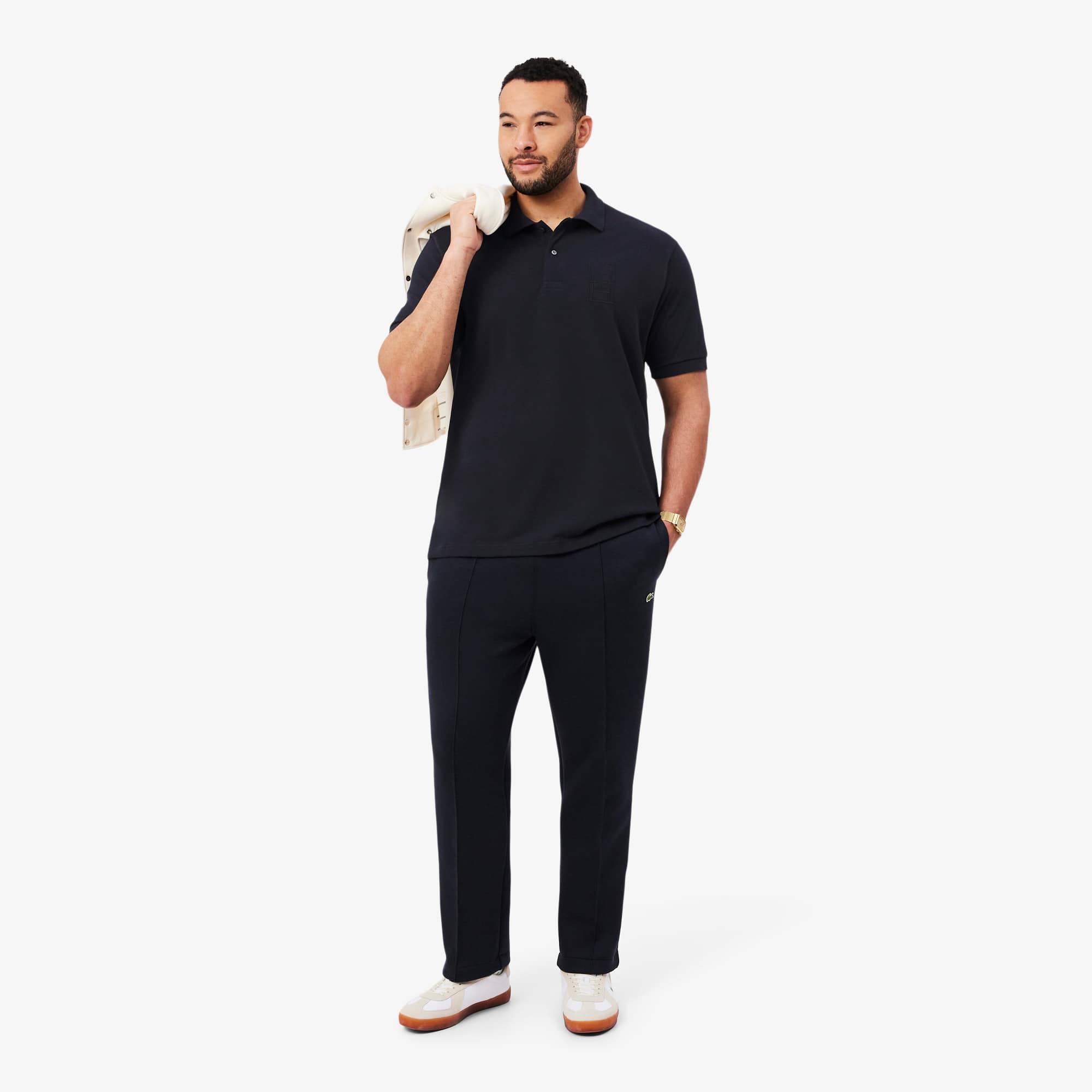 Classic Fit Embroidery Detail Petit Piqué Polo - Black