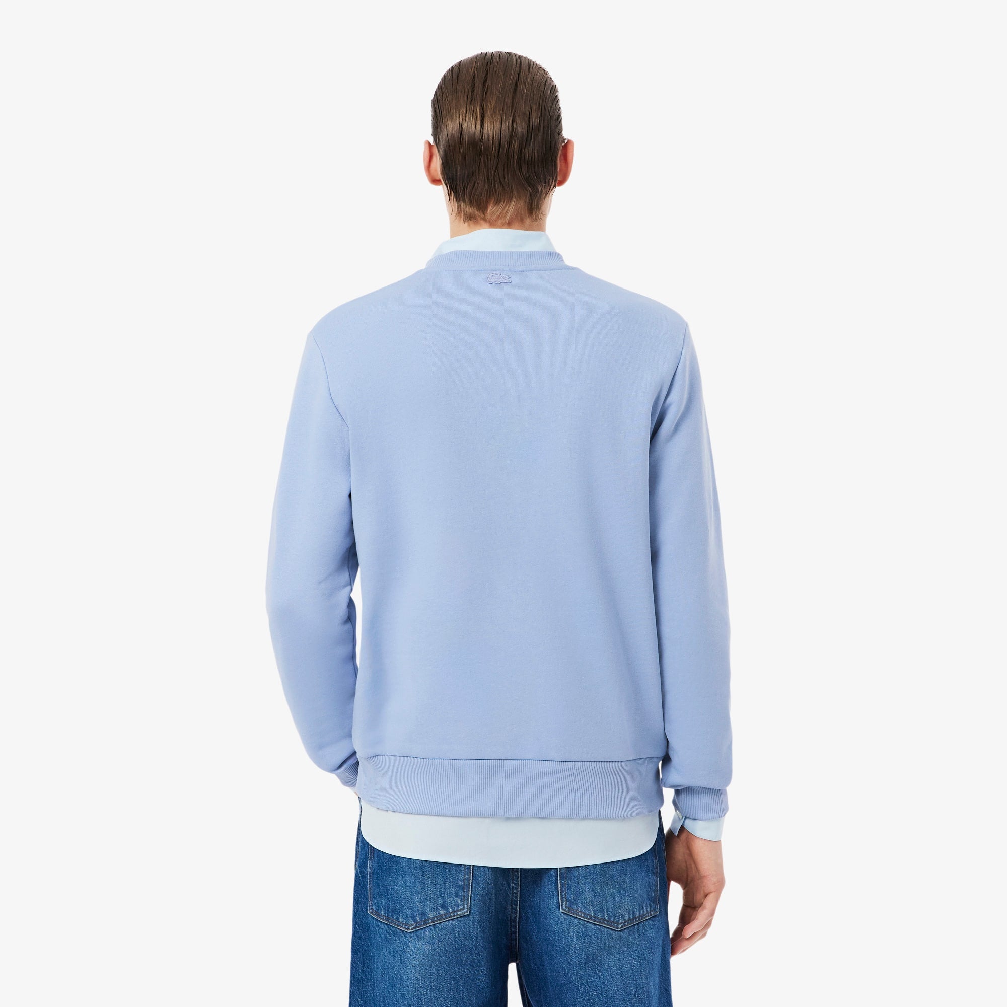 Men's Embroidered Motif Fleece Sweatshirt - Purple
