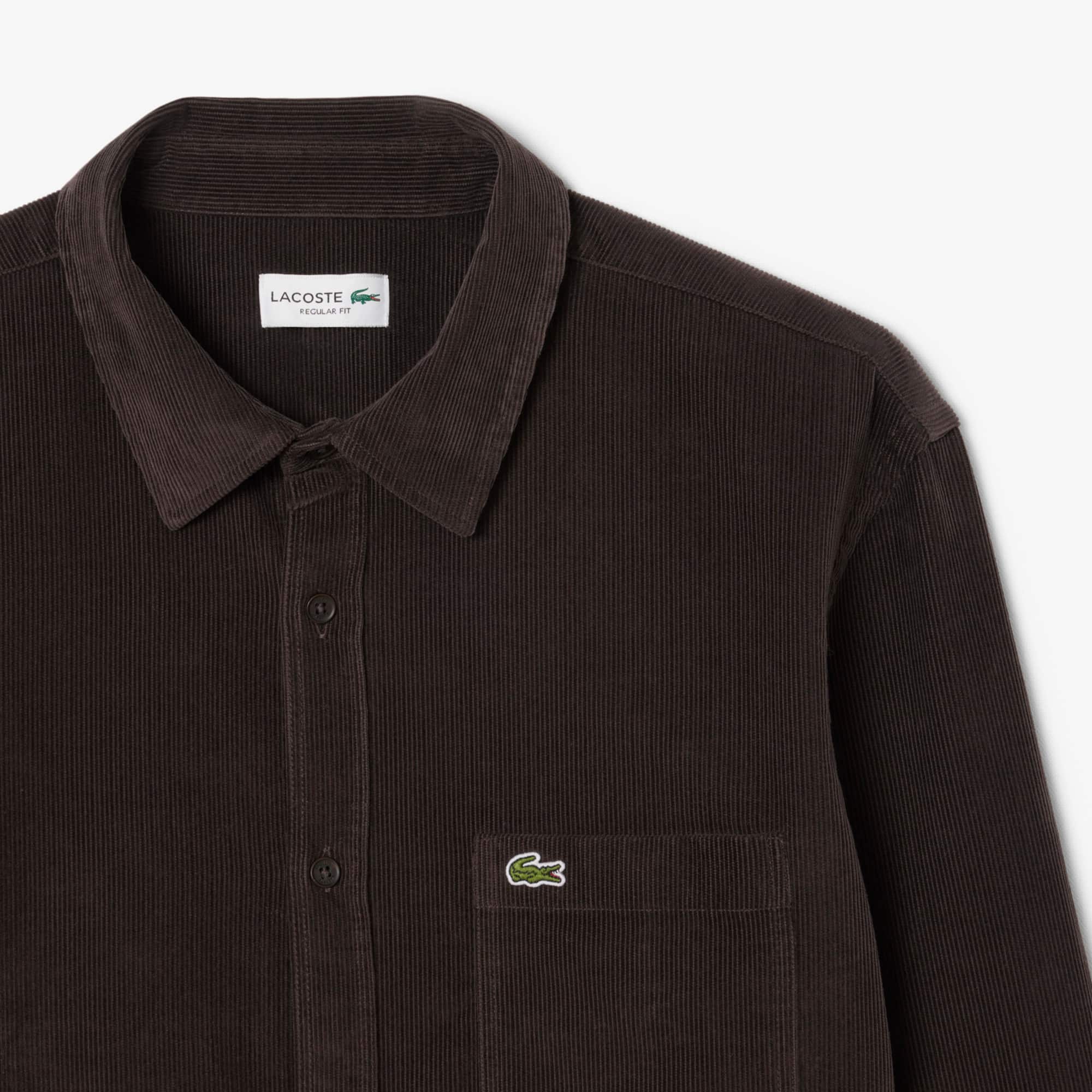 Men's Regular Fit Velour Shirt - Brown