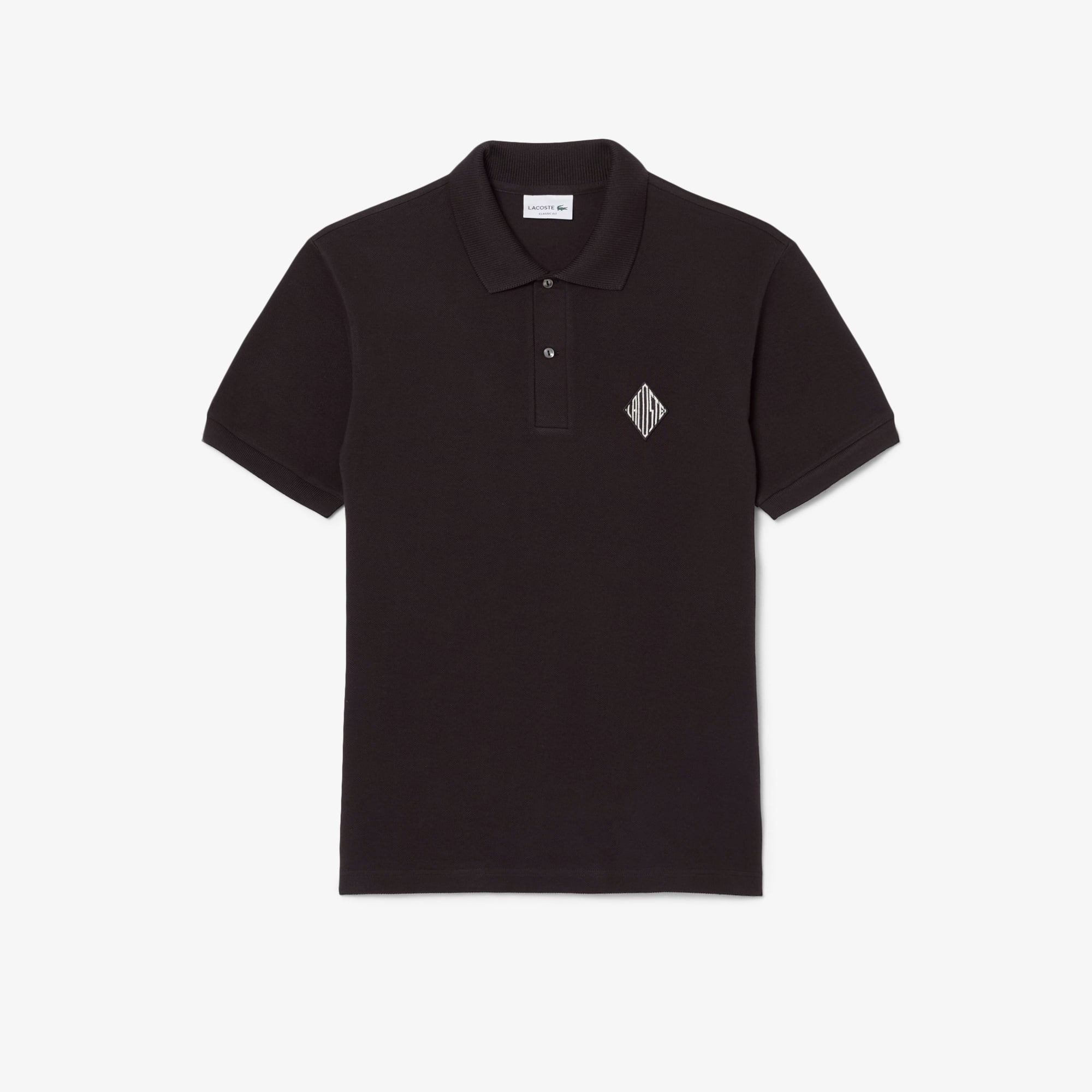 Classic Fit Badge Accent Piqué Polo - Brown