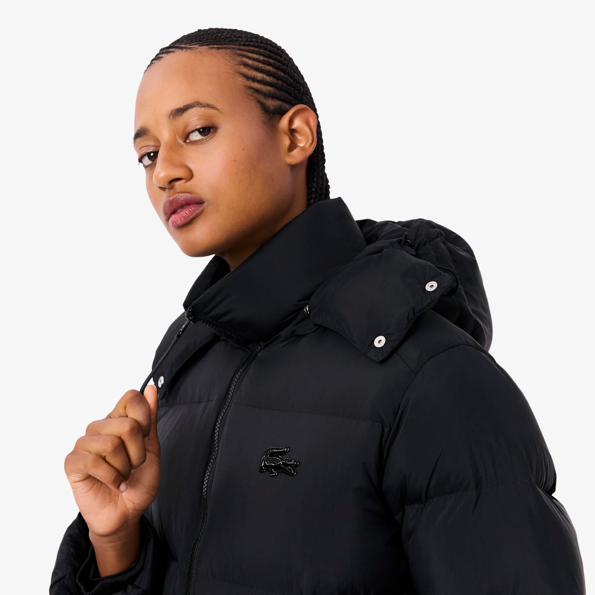 Women's Relaxed Fit Hooded Down Jacket - Black