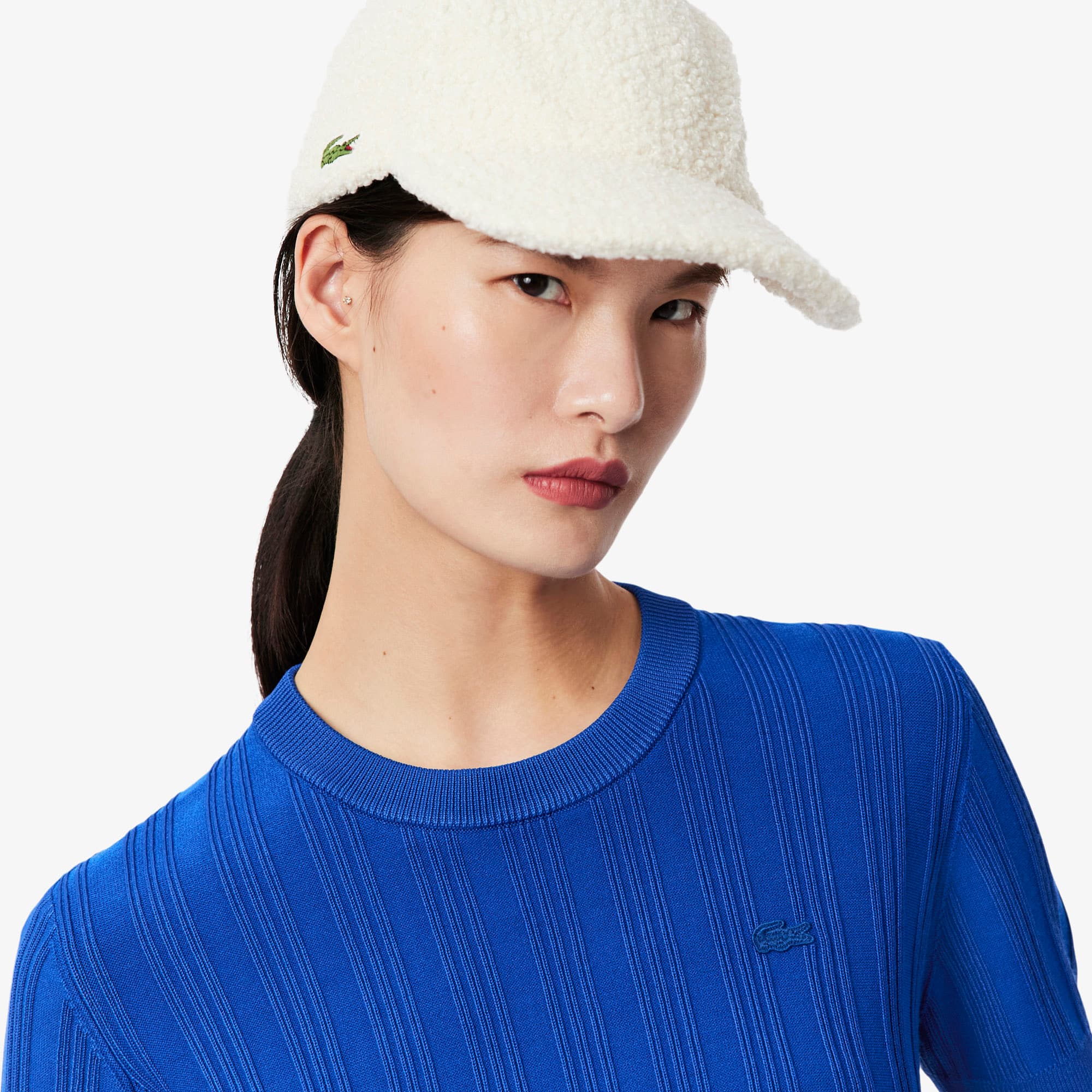 Women's Short Sleeve Rib Knit Sweater - Blue