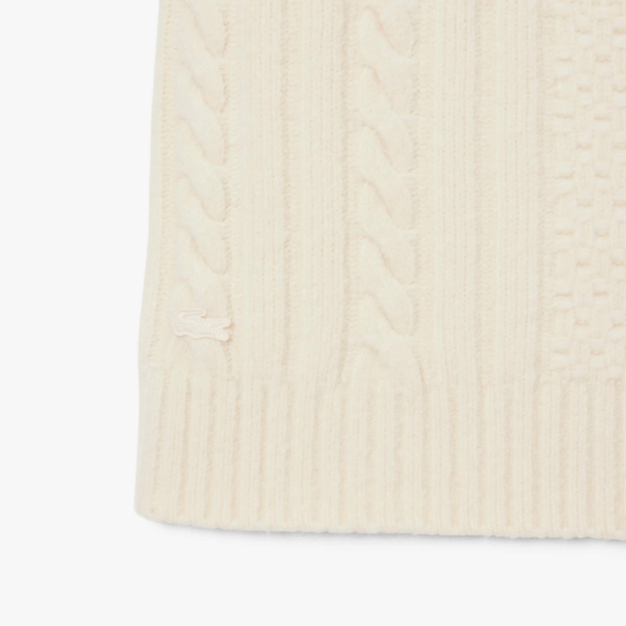 Women's Patchwork Effect Wool Sweater Dress - Cream