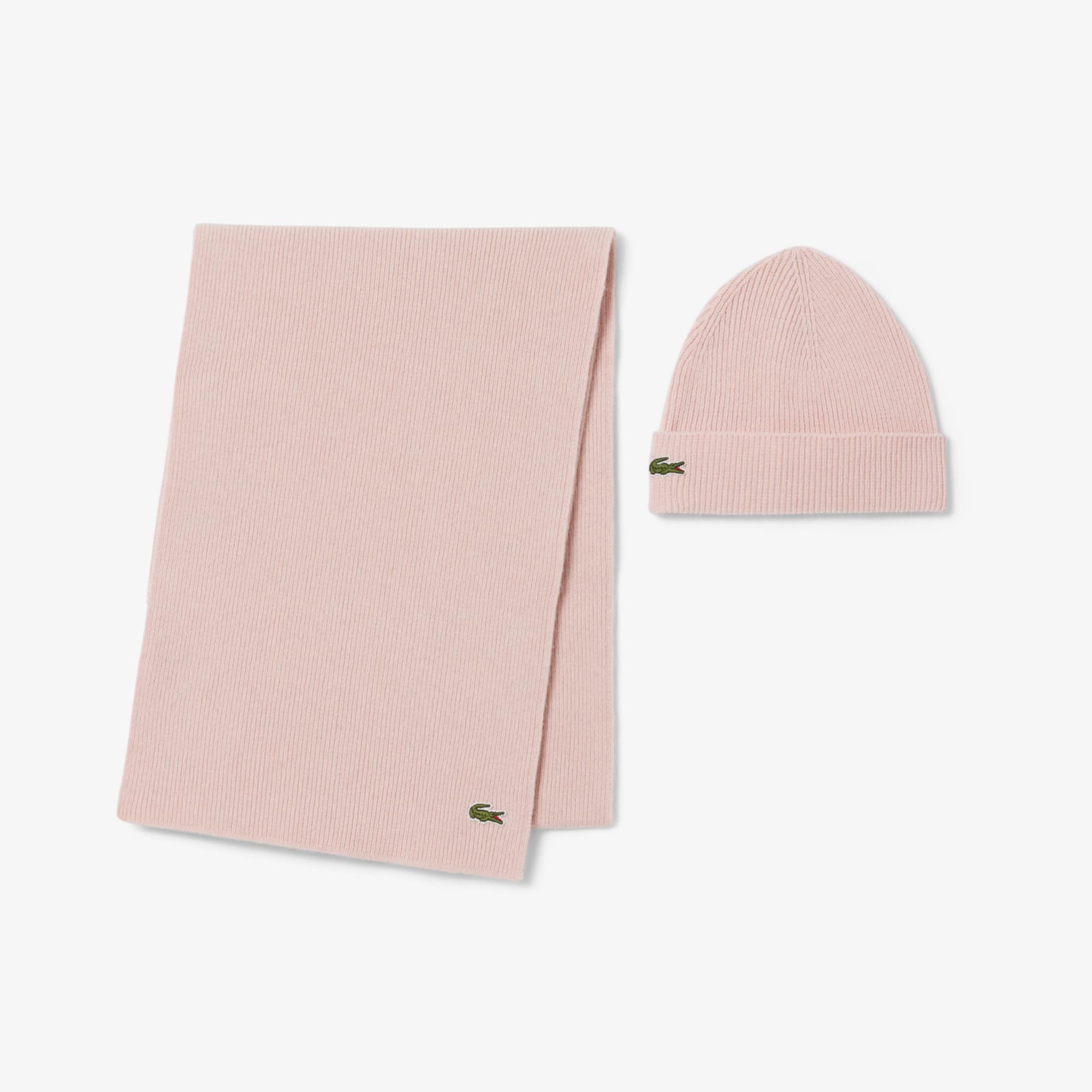 Unisex Wool Scarf & Beanie Gift Set - Light Pink