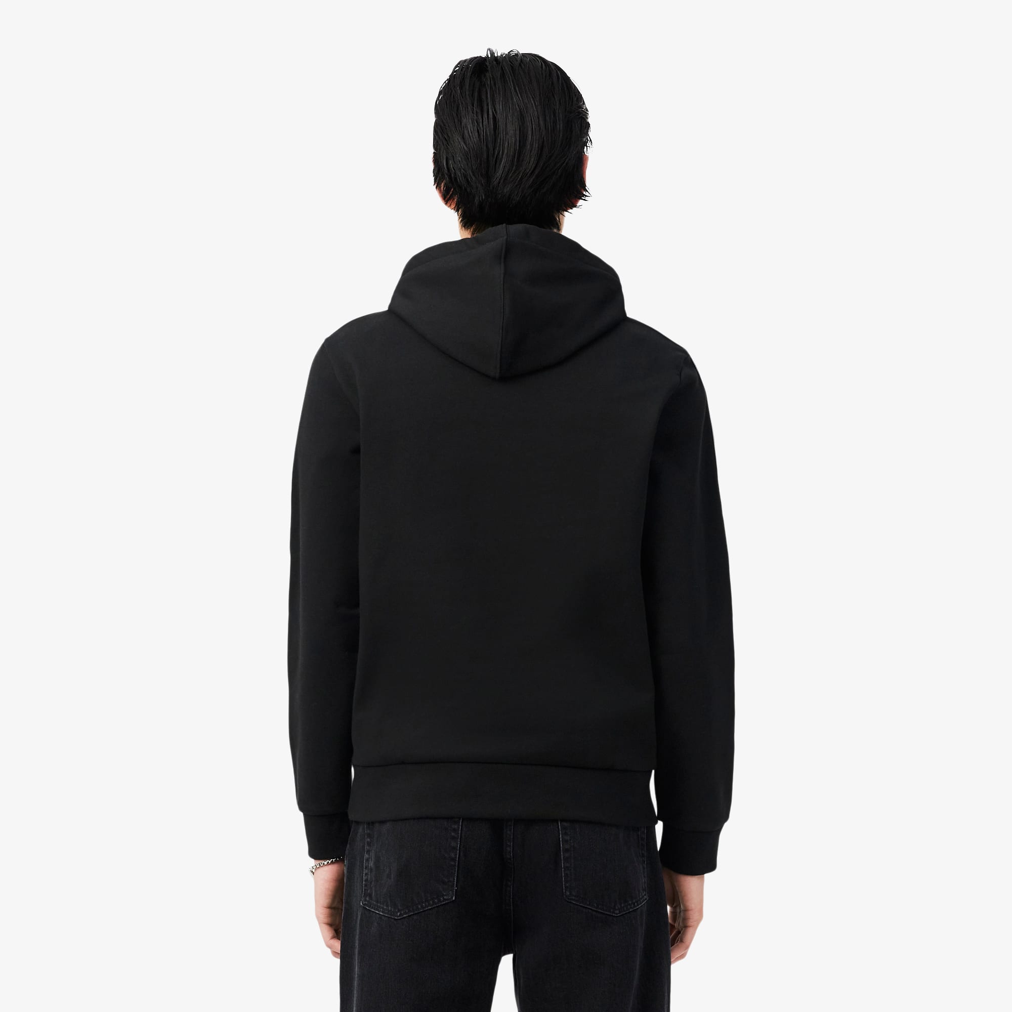 Logo Stripe Zipped Hoodie - Black