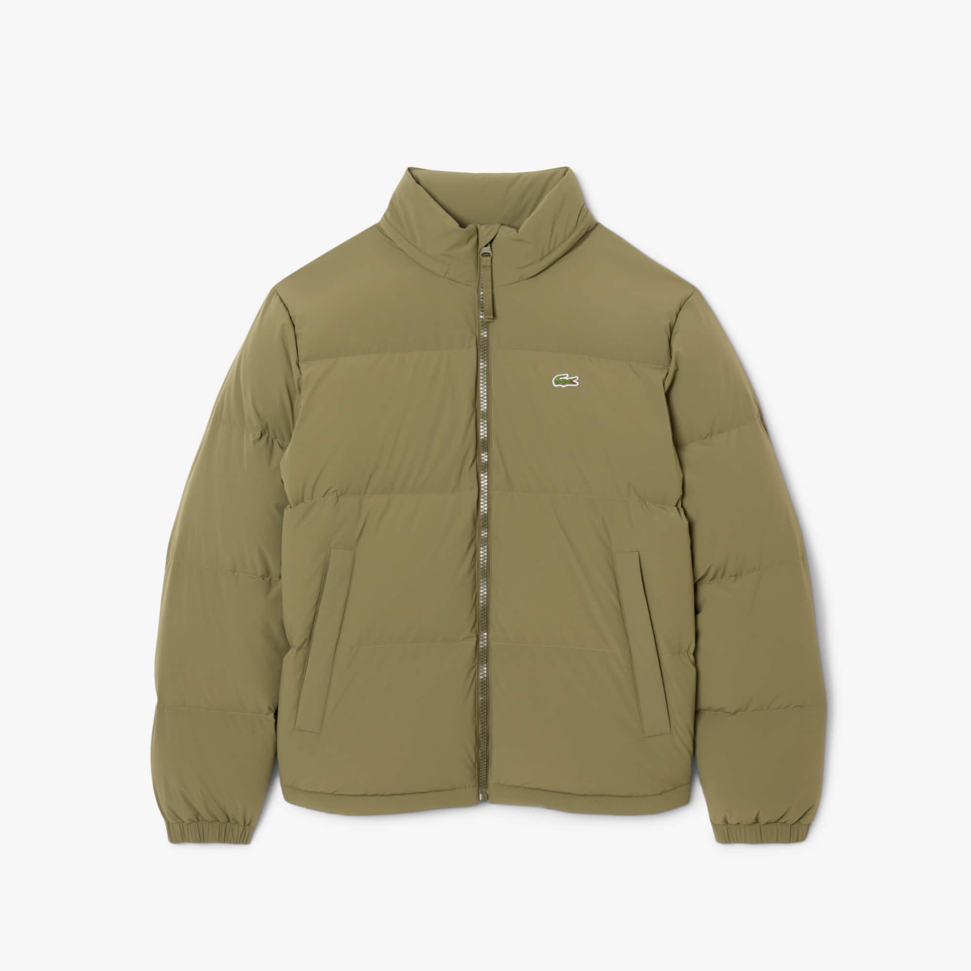 Men's Water-Repellent Hooded Down Jacket - Khaki Green